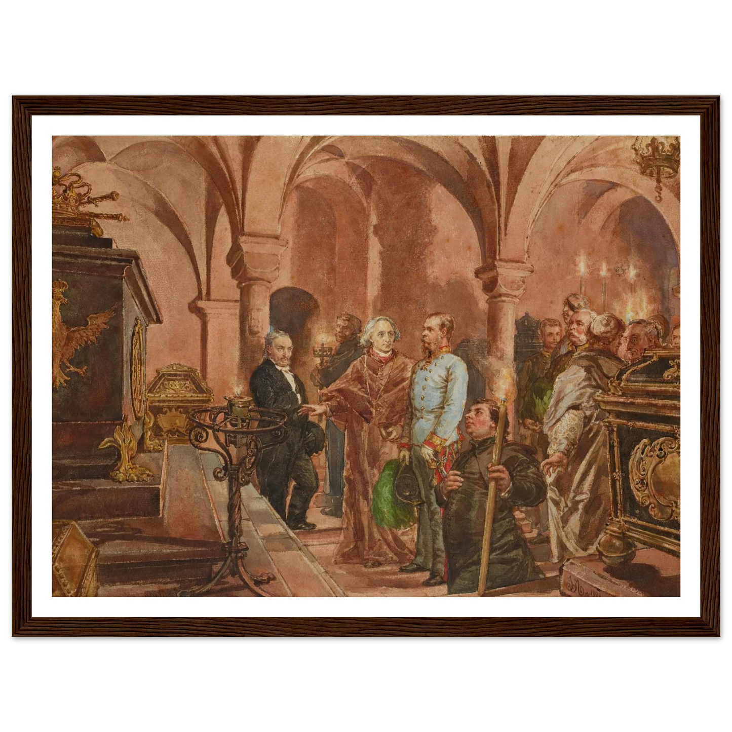 The Emperor in Front of the Sarcophagus of John III Sobieski in Saint Leonard’s Crypt under the Wawel Cathedral (1881) Art Print | Jan Matejko-Quipham Collections