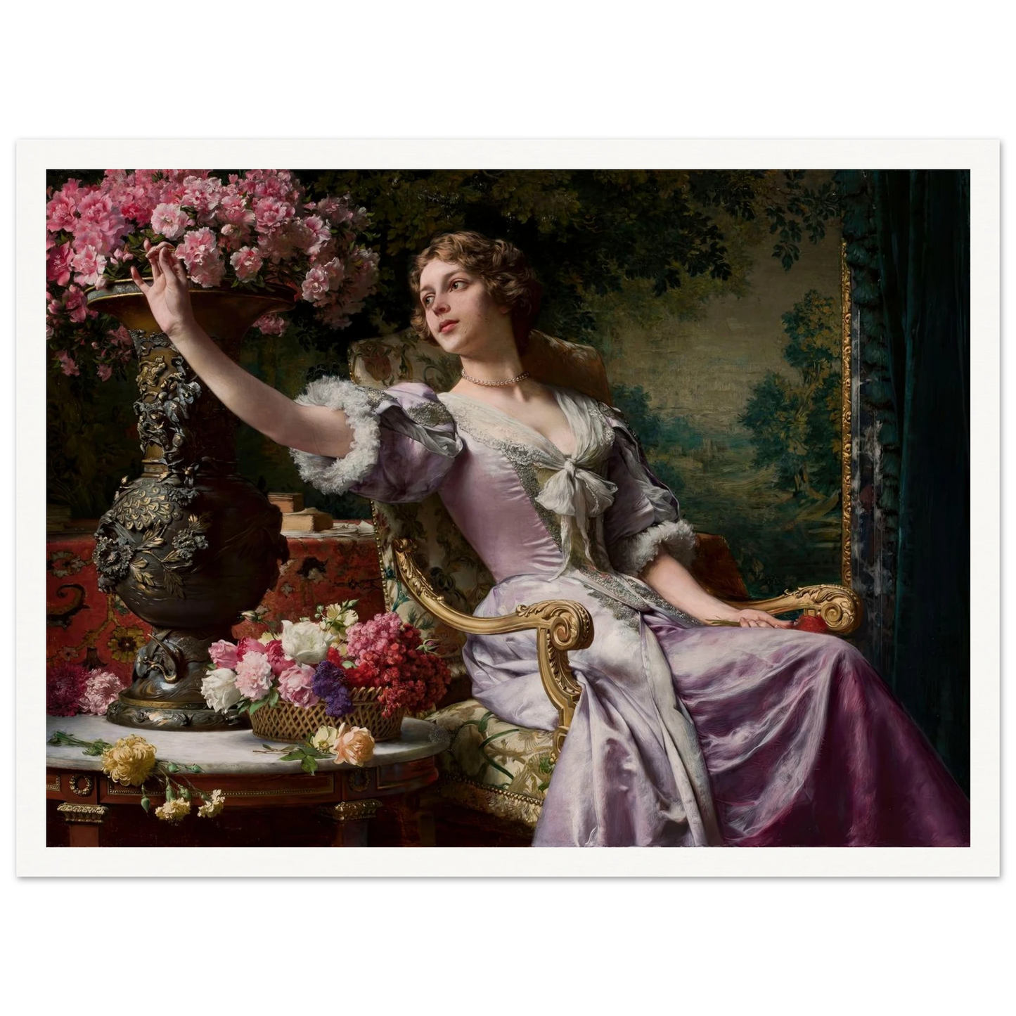 Lady in a lilac dress with flowers (1903) Art Print | Wladyslaw Czachorski-Quipham Collections