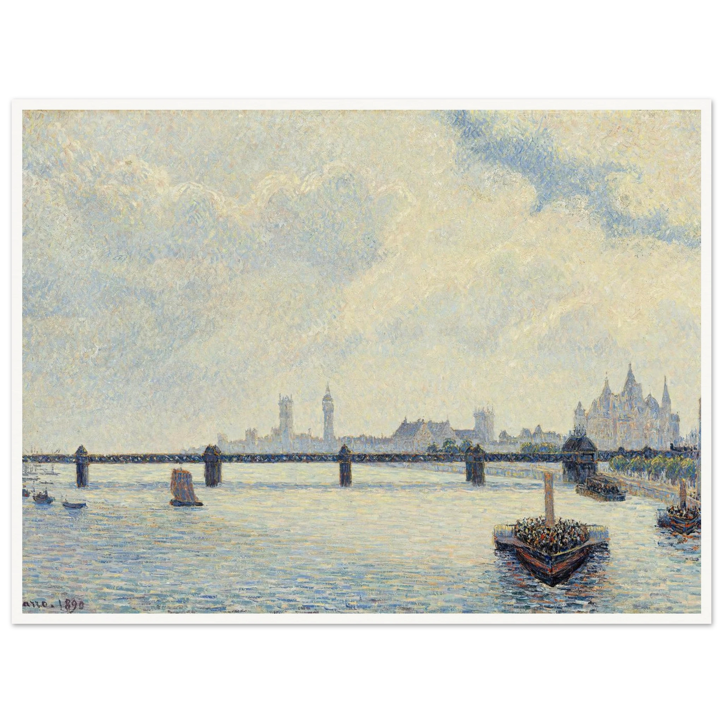 Charing Cross Bridge,London (1890) Art Print | Camille Pissarro-Quipham Collections