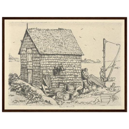 Fish House Idyll (1900-1925) Art Print | Ernest Haskell - Framed Poster - 30x40 cm / 12x16″ - Black frame