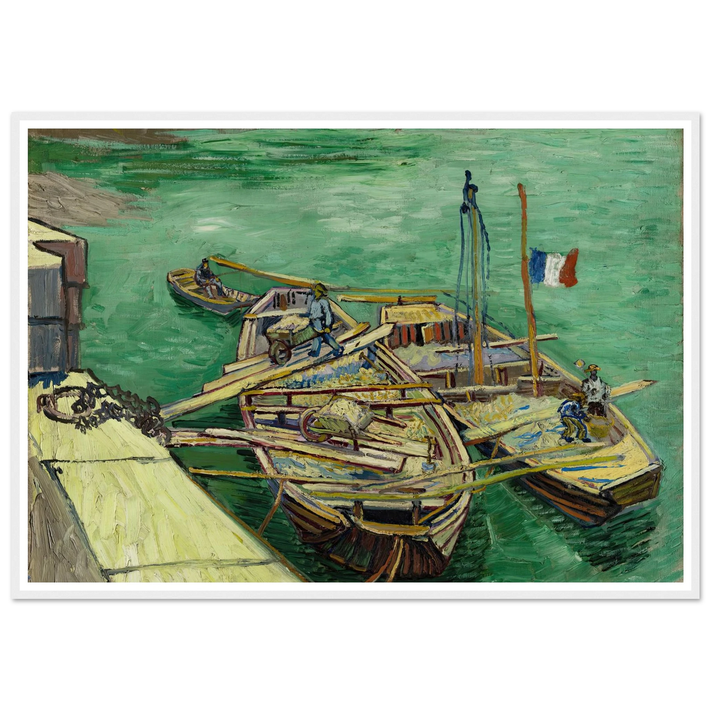 Quay with men unloading sand barges (1888) Art Print | Vincent van Gogh-Quipham Collections