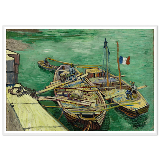 Quay with men unloading sand barges (1888) Art Print | Vincent van Gogh-Quipham Collections