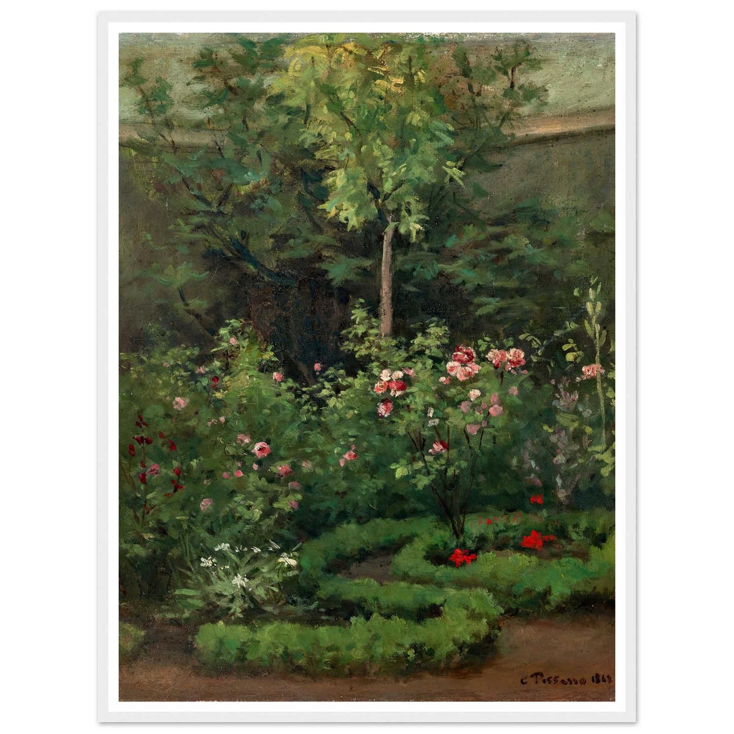 A Rose Garden (1862) Art Print | Camille Pissarro-Quipham Collections