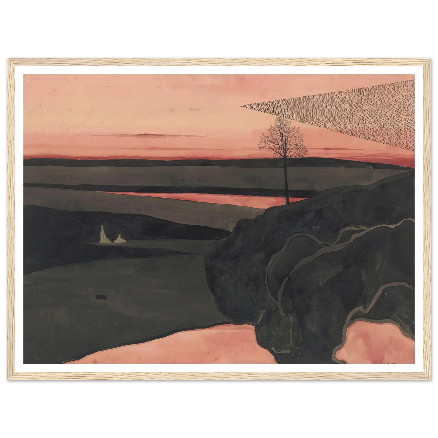 Landscape under a Red Evening Glow with Migratory Birds (1919) Art Print | Leon Spilliaert-Quipham Collections