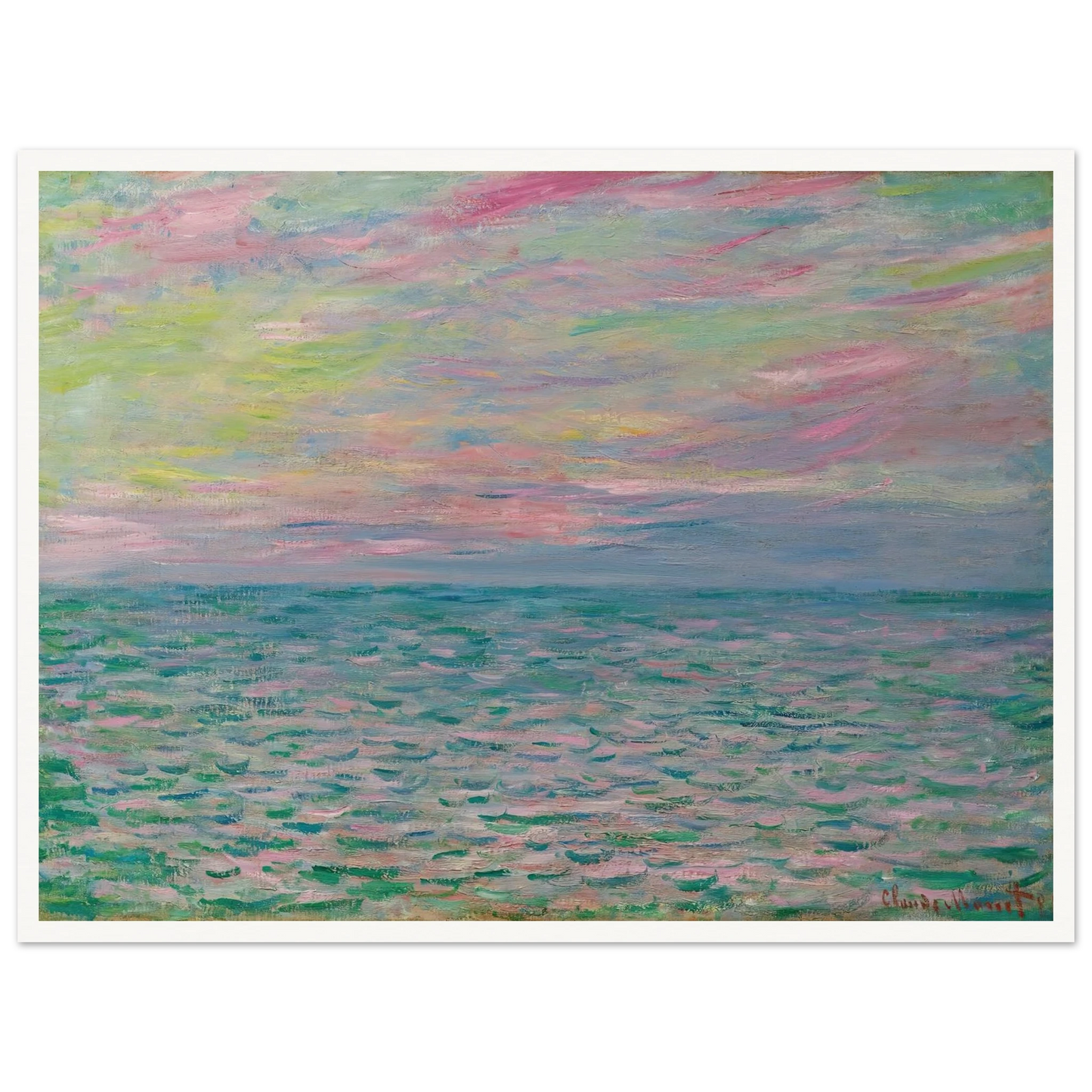 Coucher De Soleil À Pourville, Pleine Mer (1882) Art Print | Claude Monet-Quipham Collections
