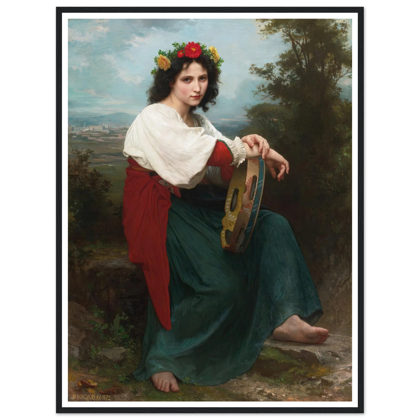 L’Italienne au Tambour de Basque (1872) Art Print | William Bouguereau-Quipham Collections