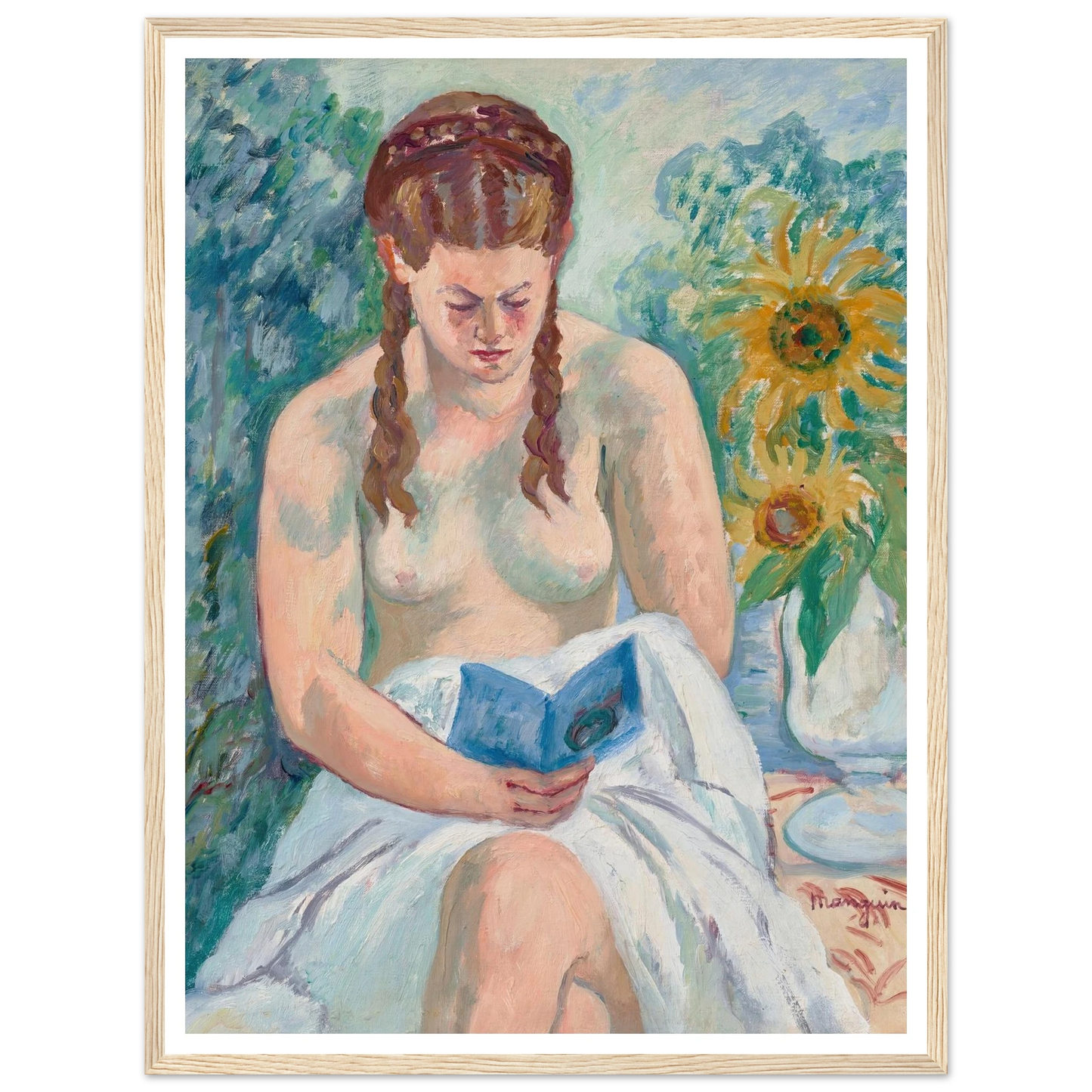 Geneviève Sauty nue lisant (1945) Art Print | Henri Manguin-Quipham Collections