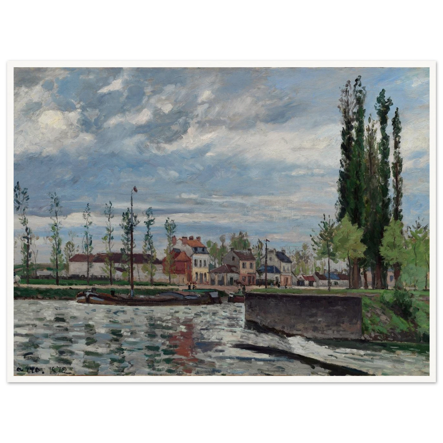 The Lock at Pontoise (1872) Art Print | Camille Pissarro-Quipham Collections