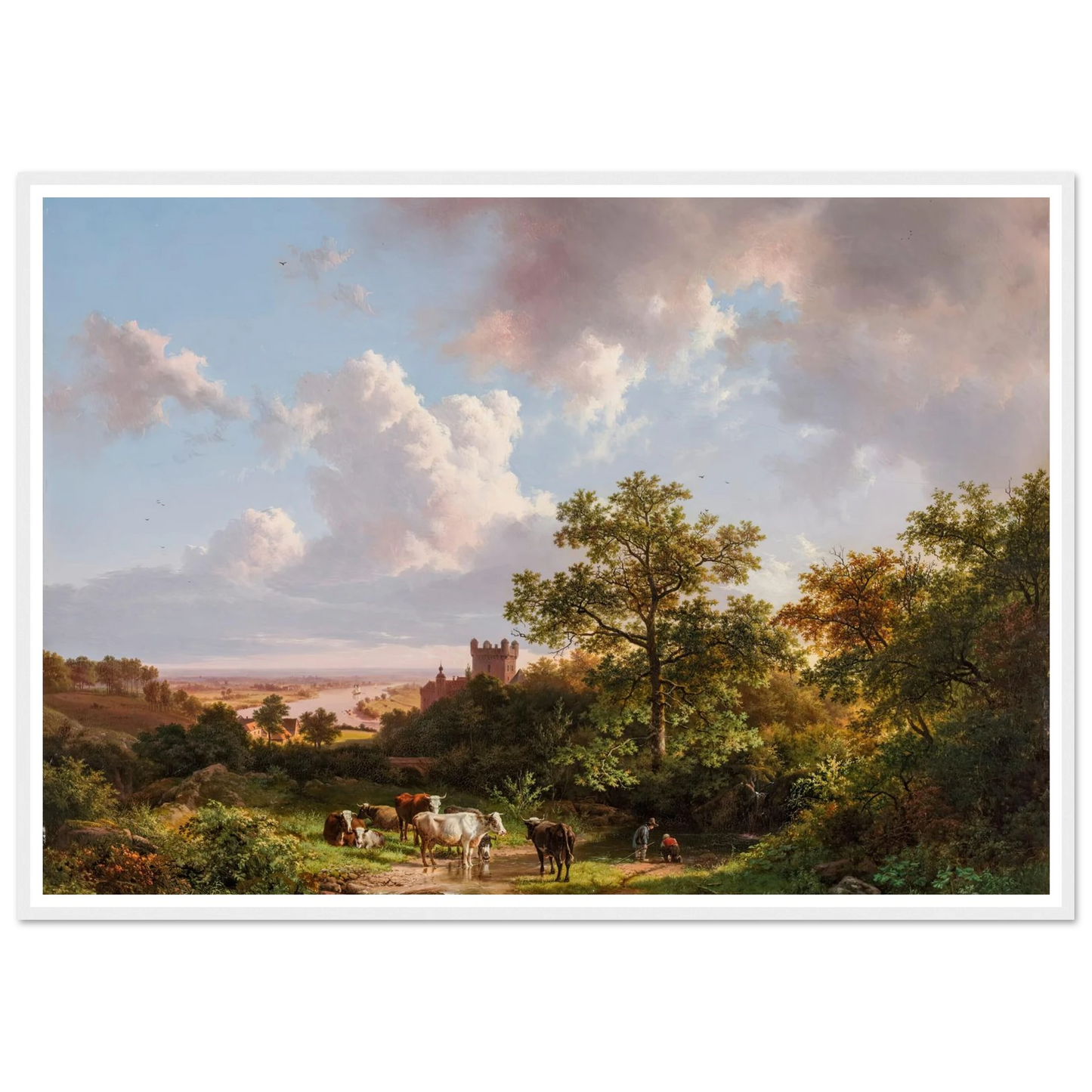 A panoramic landscape with a view on the Middle-Rhine with a castle (1841) Art Print | Barend Cornelis Koekkoek-Quipham Collections