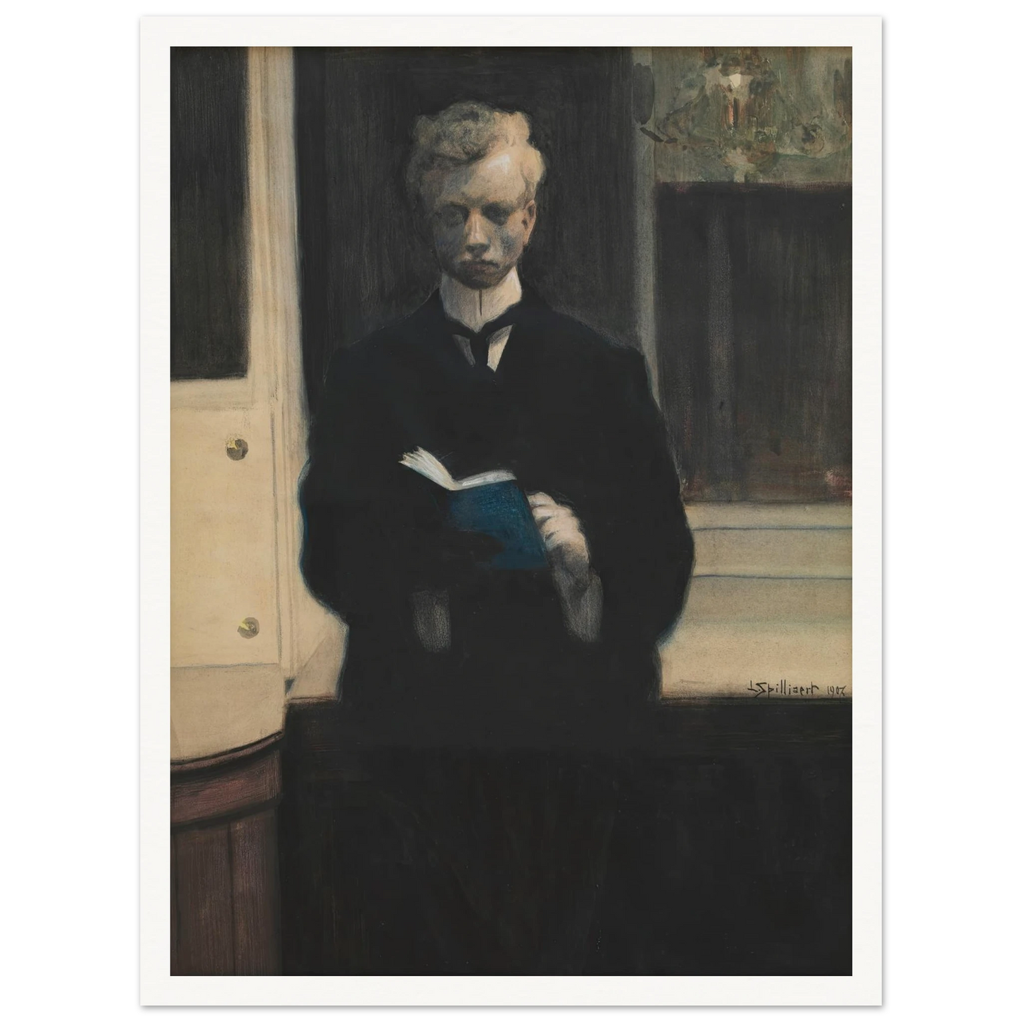 Self Portrait with Blue Sketchbook (1907) Art Print | Leon Spilliaert-Quipham Collections