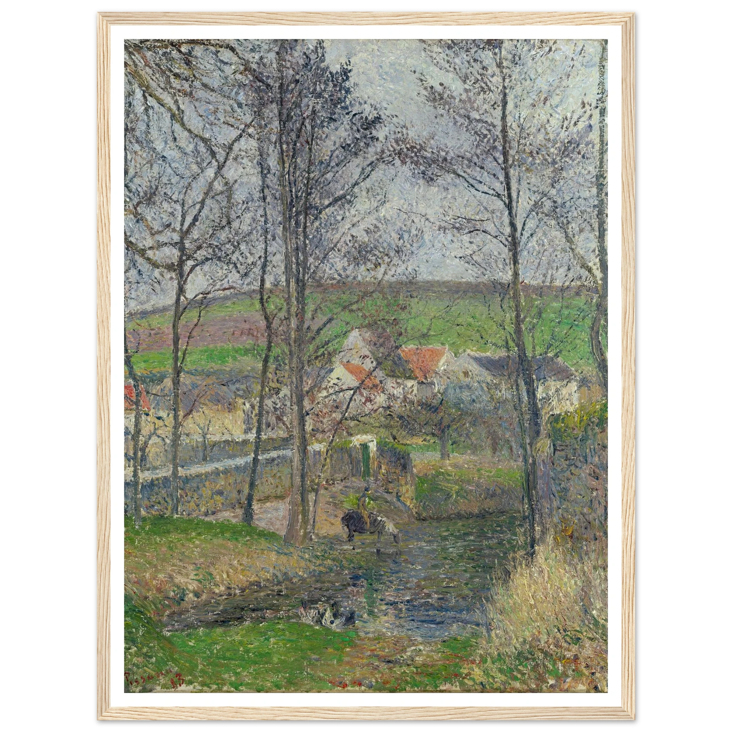 The banks of the Viosne at Osny in grey weather, winter Art Print | Camille Pissarro-Quipham Collections