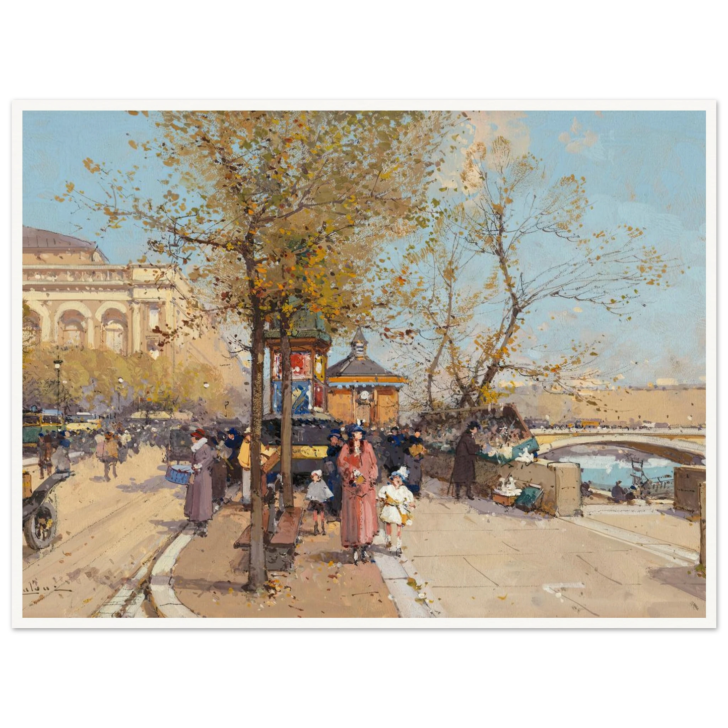 A stroll by the Seine Art Print | Eugene Galien Laloue-Quipham Collections