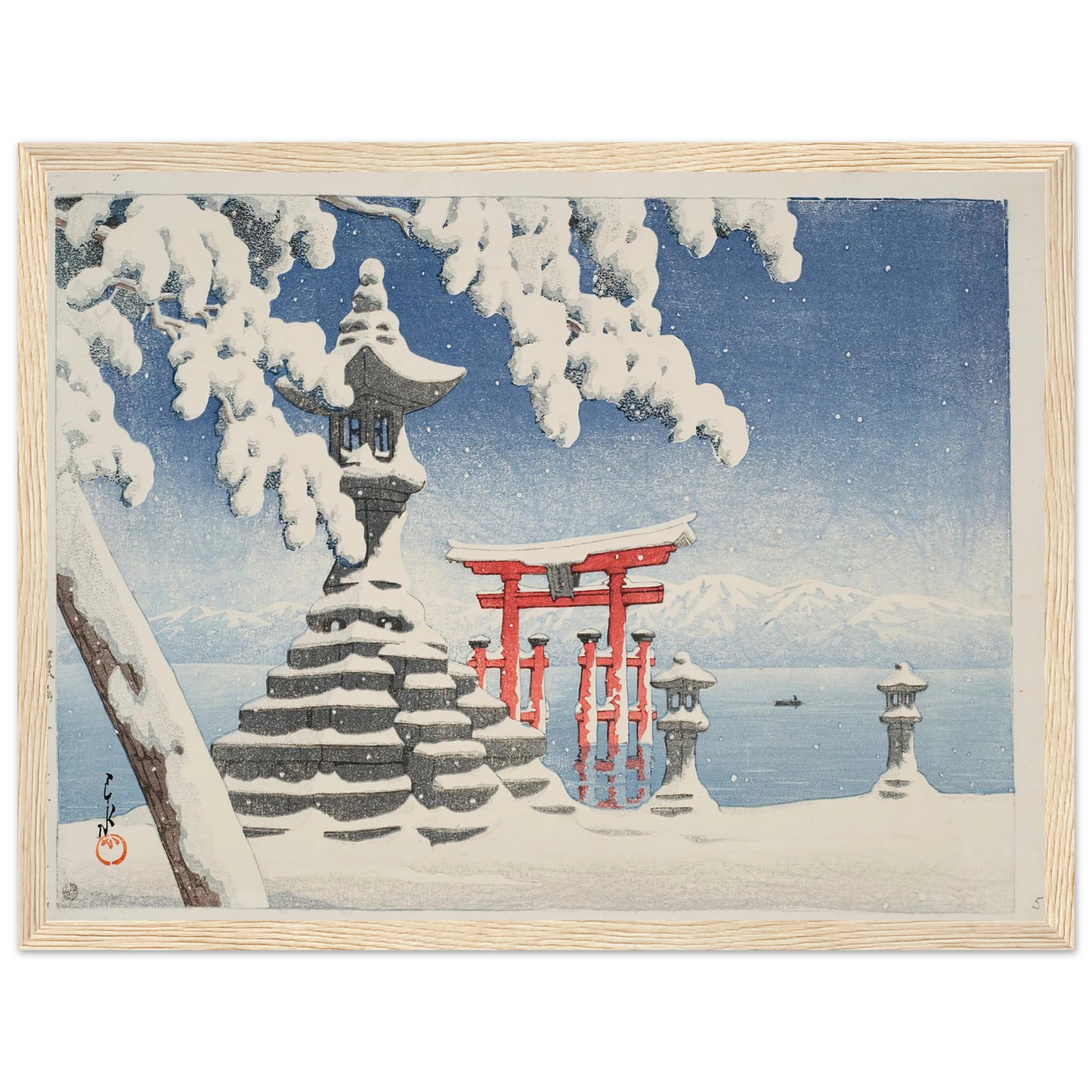 Itsukushima no yuki (Snow at Itsukushima) (1932) Art Print | Kawase Hasui-Quipham Collections