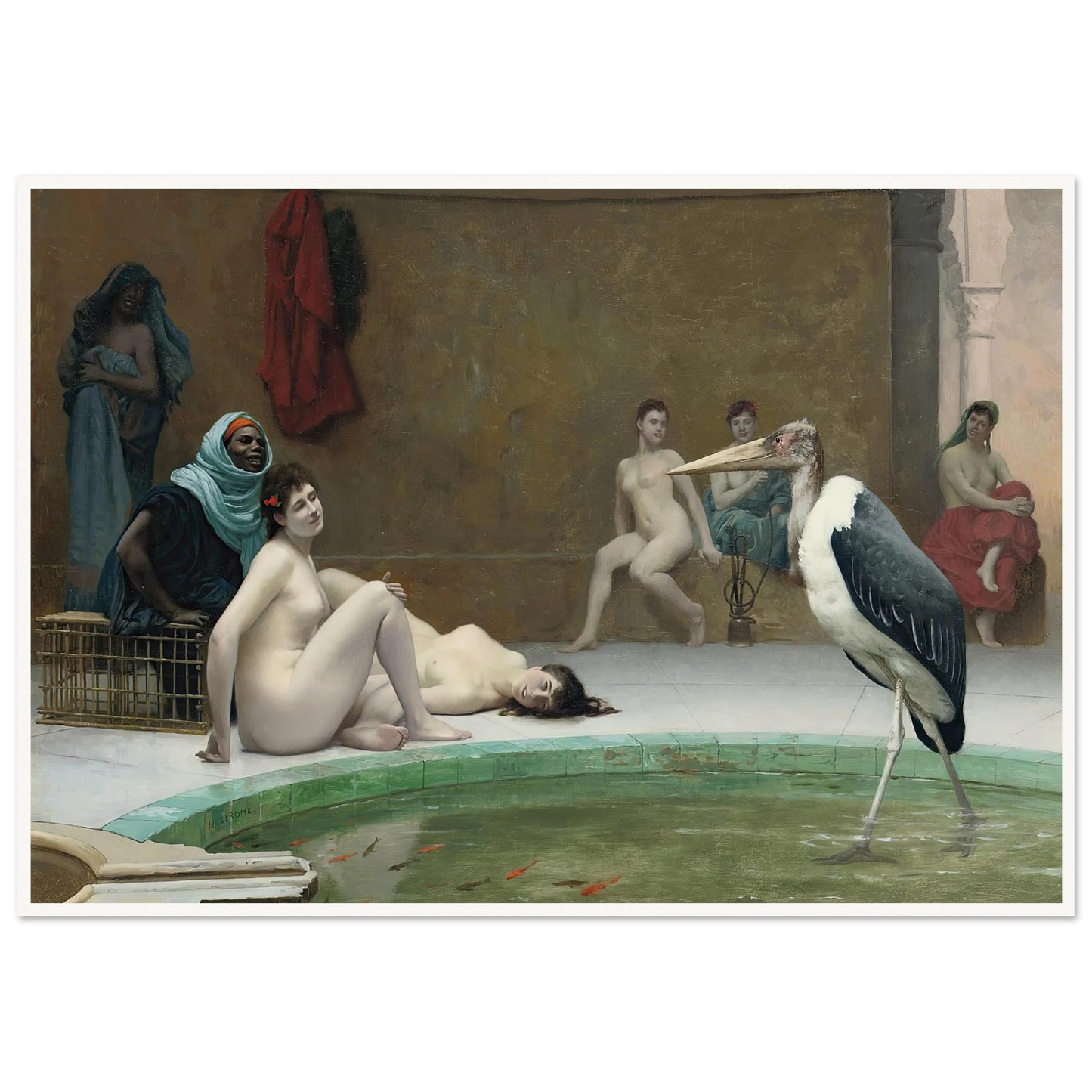 Le Marabout in the Harem bath Art Print | Jean Leon Gerome-Quipham Collections