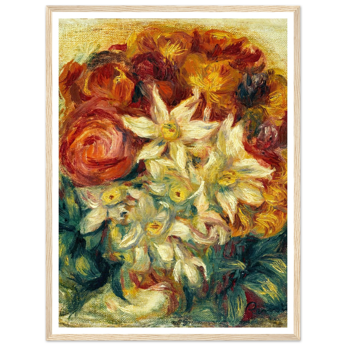 Bouquet de narcisses et de roses (1914) Art Print | Pierre Auguste Renoir-Quipham Collections