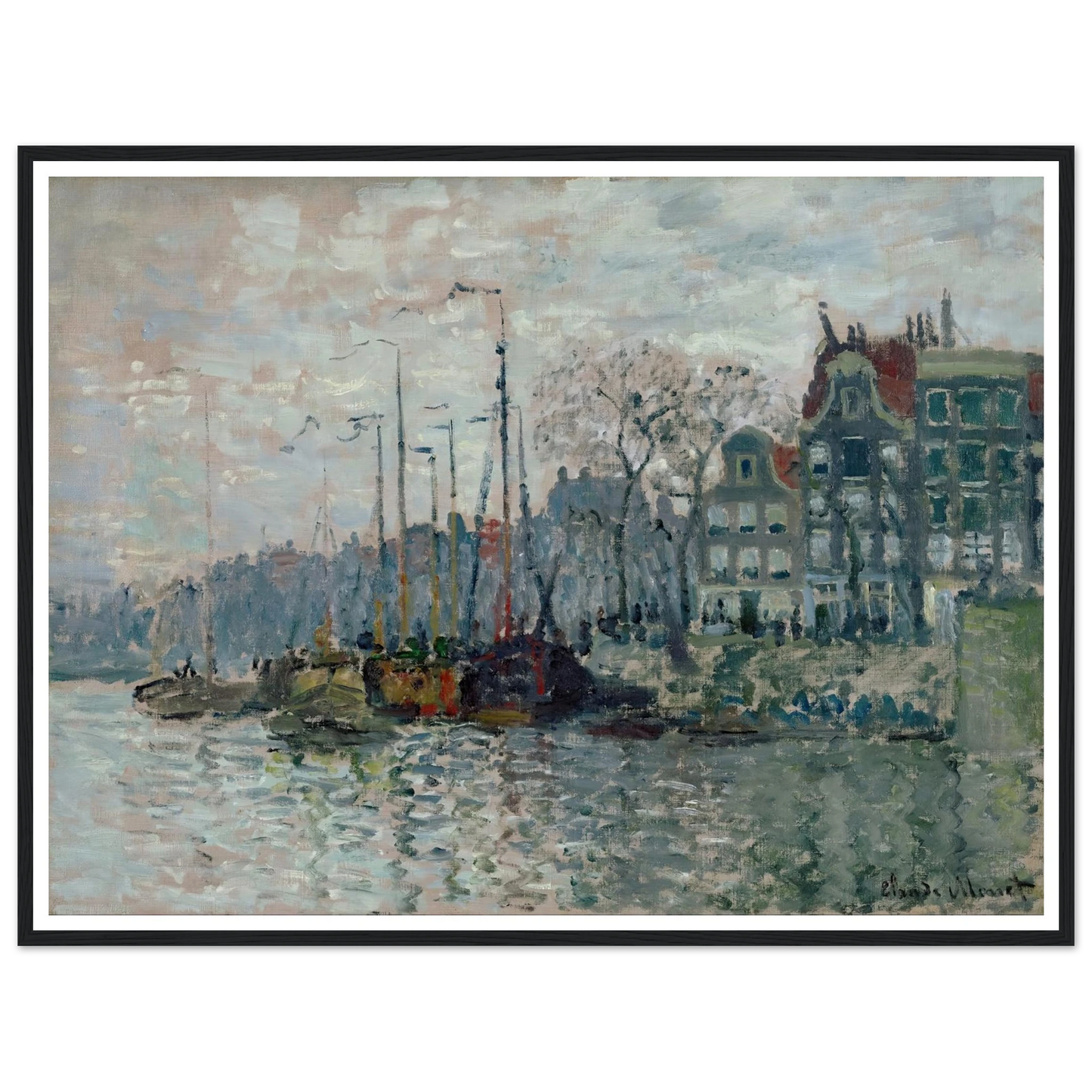 View of the Prins Hendrikkade and the Kromme Waal in Amsterdam (1874) Art Print | Claude Monet-Quipham Collections
