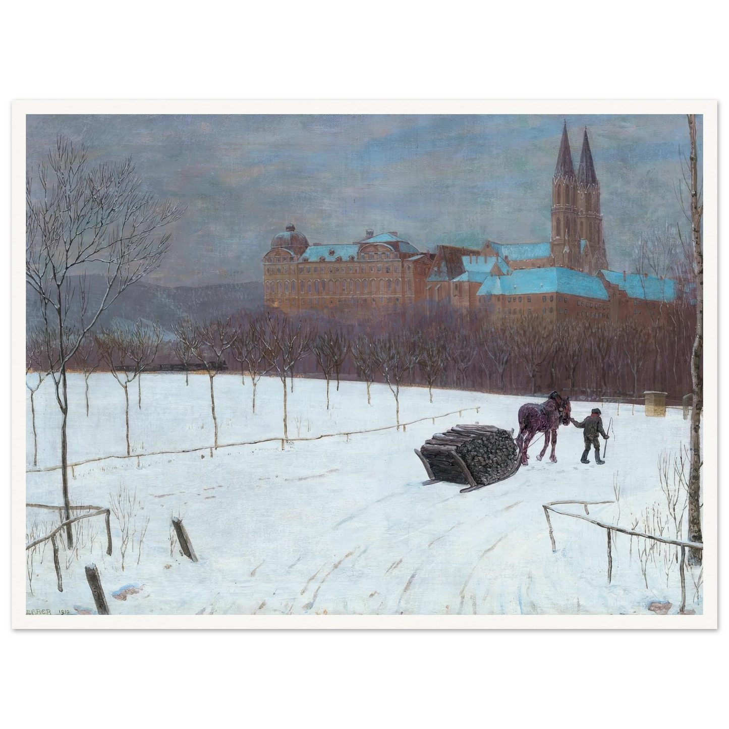 Winter landscape at Klosterneuburg (1910) Art Print | Max Kahrer-Quipham Collections