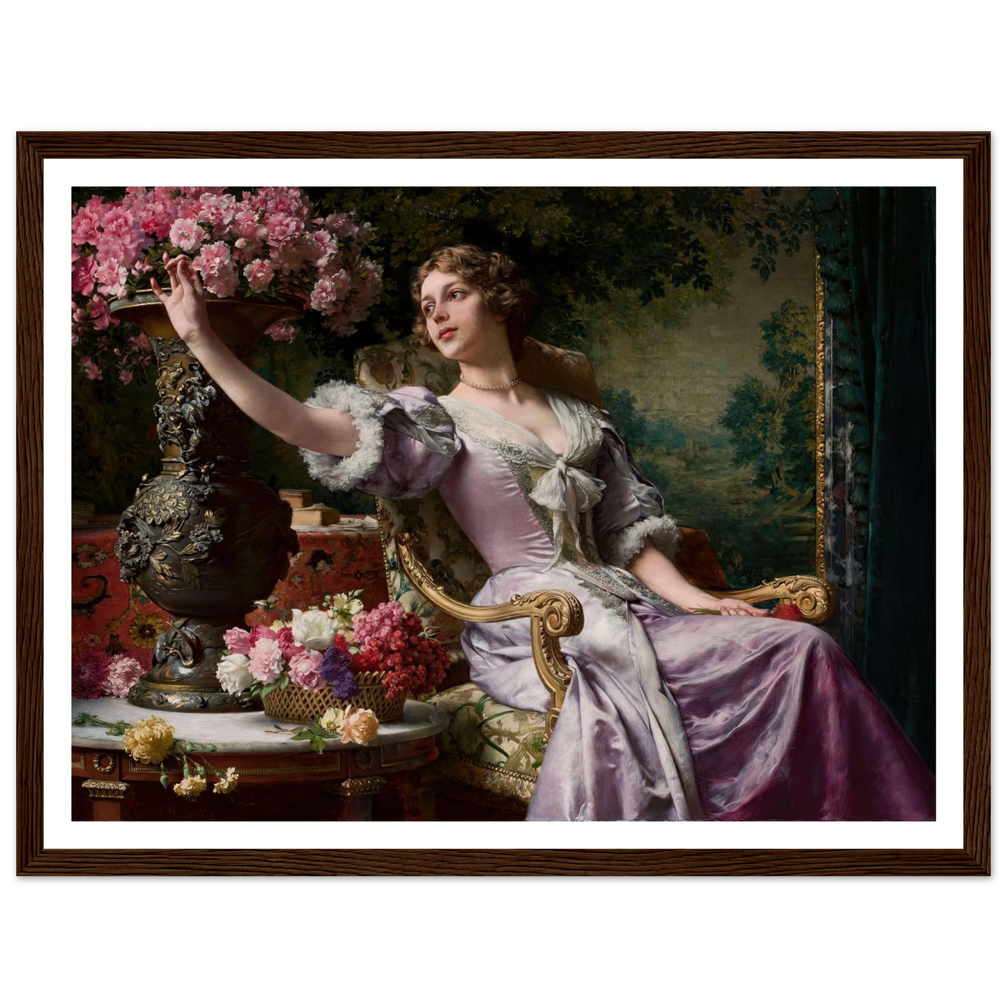 Lady in a lilac dress with flowers (1903) Art Print | Wladyslaw Czachorski-Quipham Collections