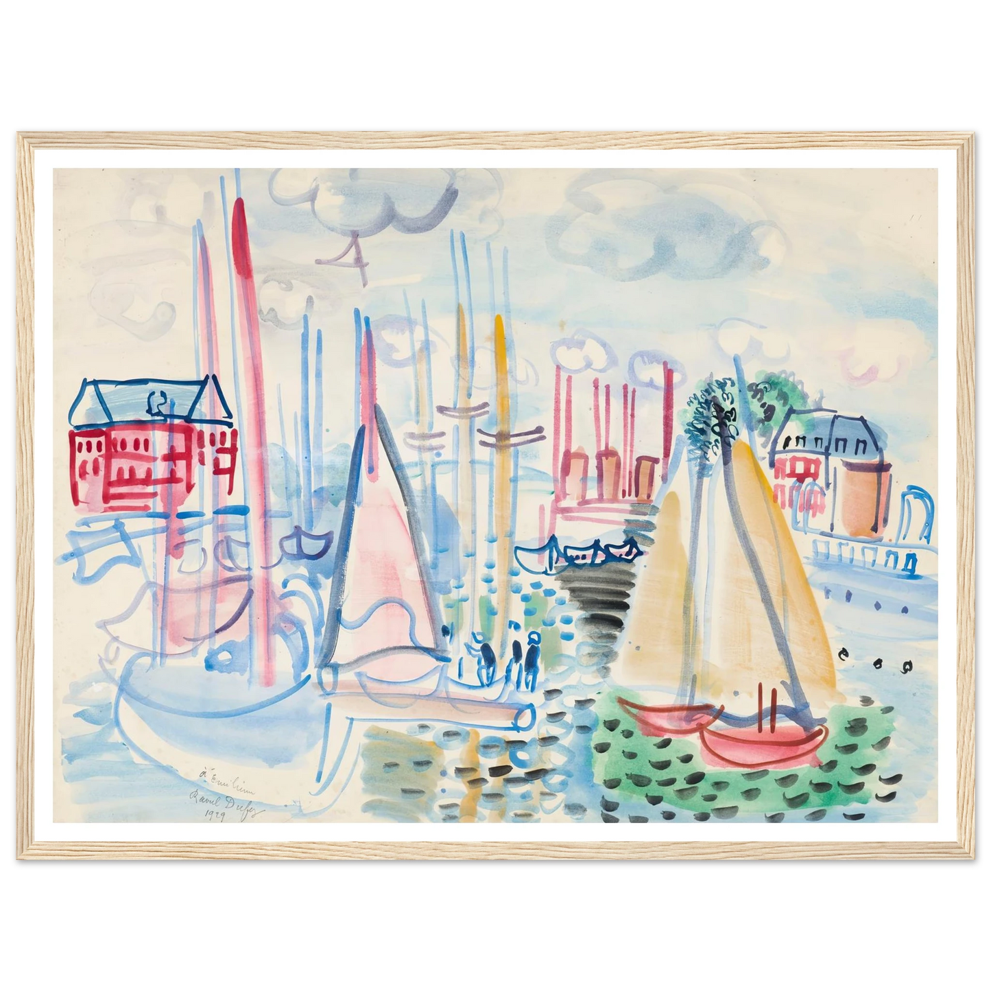 Voiliers dans le port de Deauville (1929) Art Print | Raoul Dufy-Quipham Collections