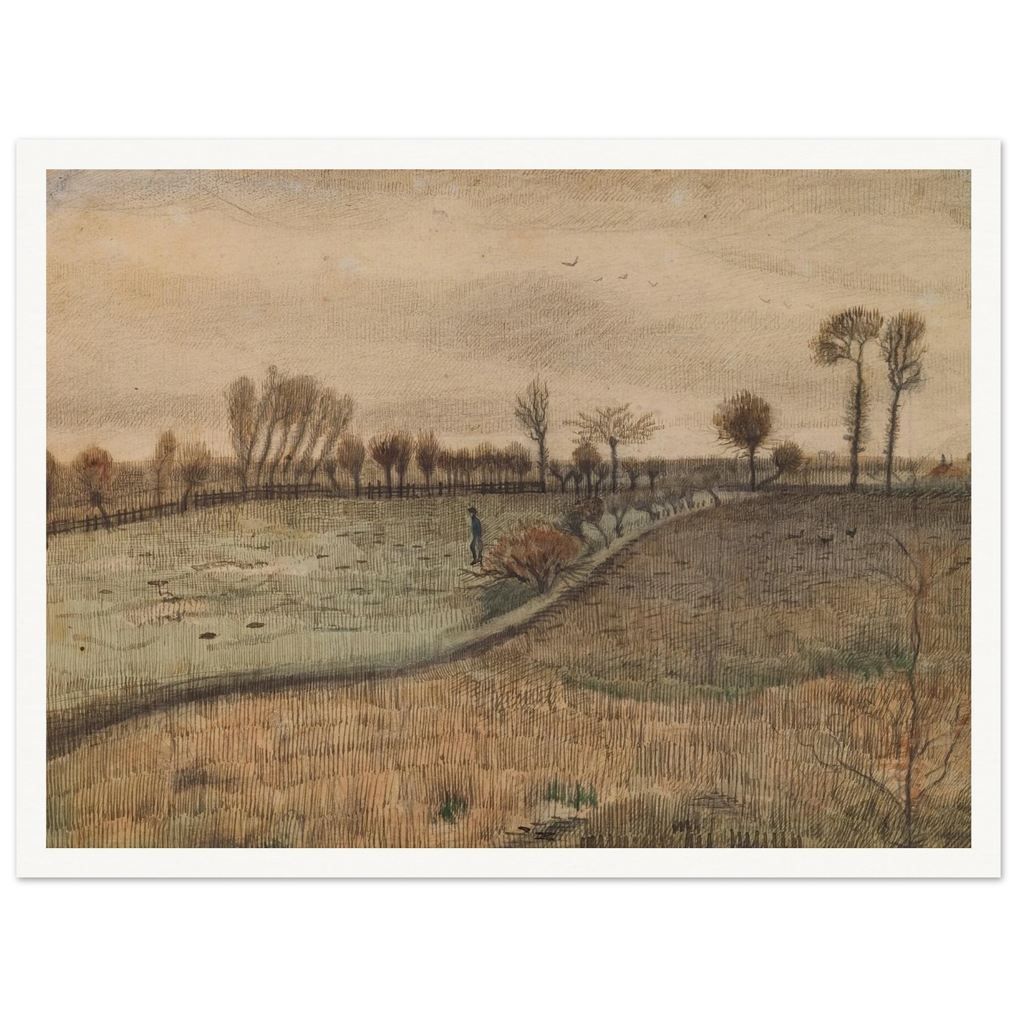 Landscape with Pollard Willows (c.1880) Art Print | Vincent van Gogh-Quipham Collections