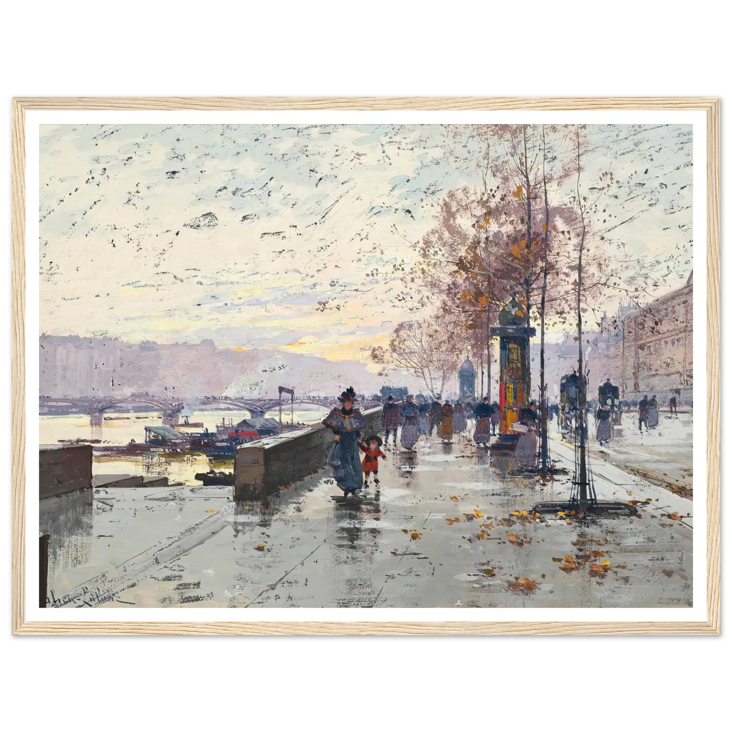 Figures at the Quai de Louvre, Paris Art Print | Eugene Galien Laloue-Quipham Collections