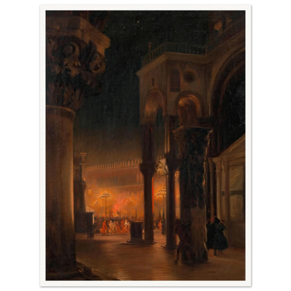 Karneval am Markusplatz in Venedig bei Nacht (1887) Art Print | Josef Hoffmann-Quipham Collections