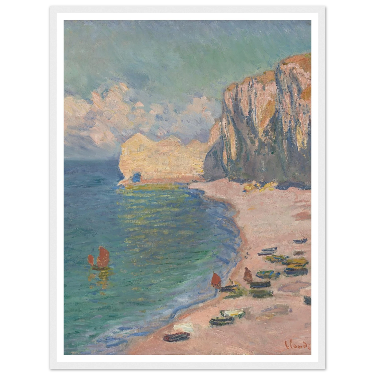 Étretat, The Beach and the Falaise d’Amont (1885) Art Print | Claude Monet-Quipham Collections