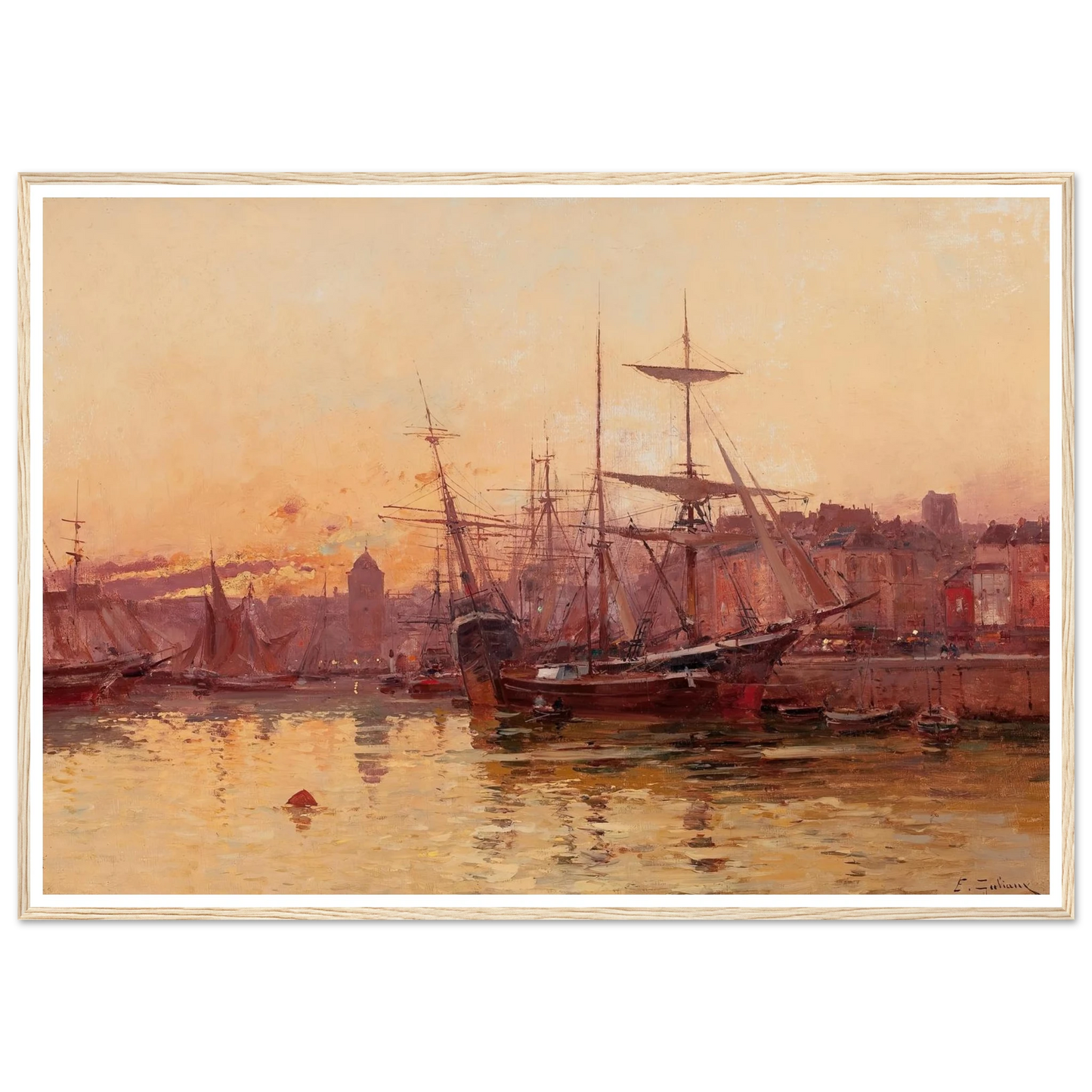 Voiliers à quai en Normandie Art Print | Eugene Galien Laloue-Quipham Collections