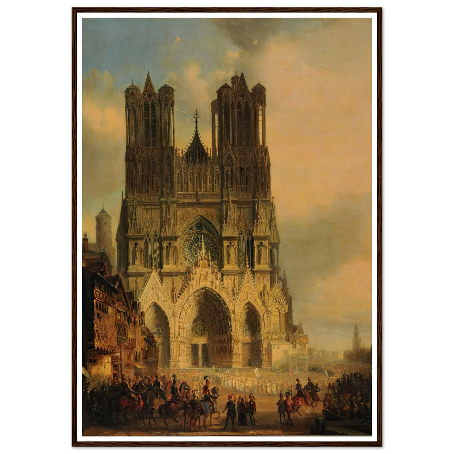 La façade de la Cathédrale de Reims avec une procession médiévale et un cortège au premier plan (1825-1838) Art Print | David Roberts-Quipham Collections