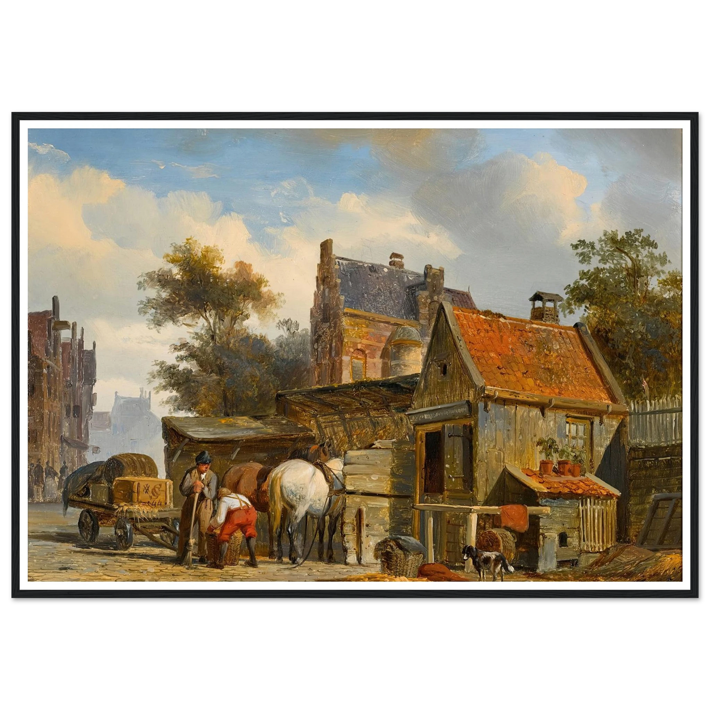 A Street Scene with a Blacksmith at Work (1844) Art Print | Cornelis Springer-Quipham Collections