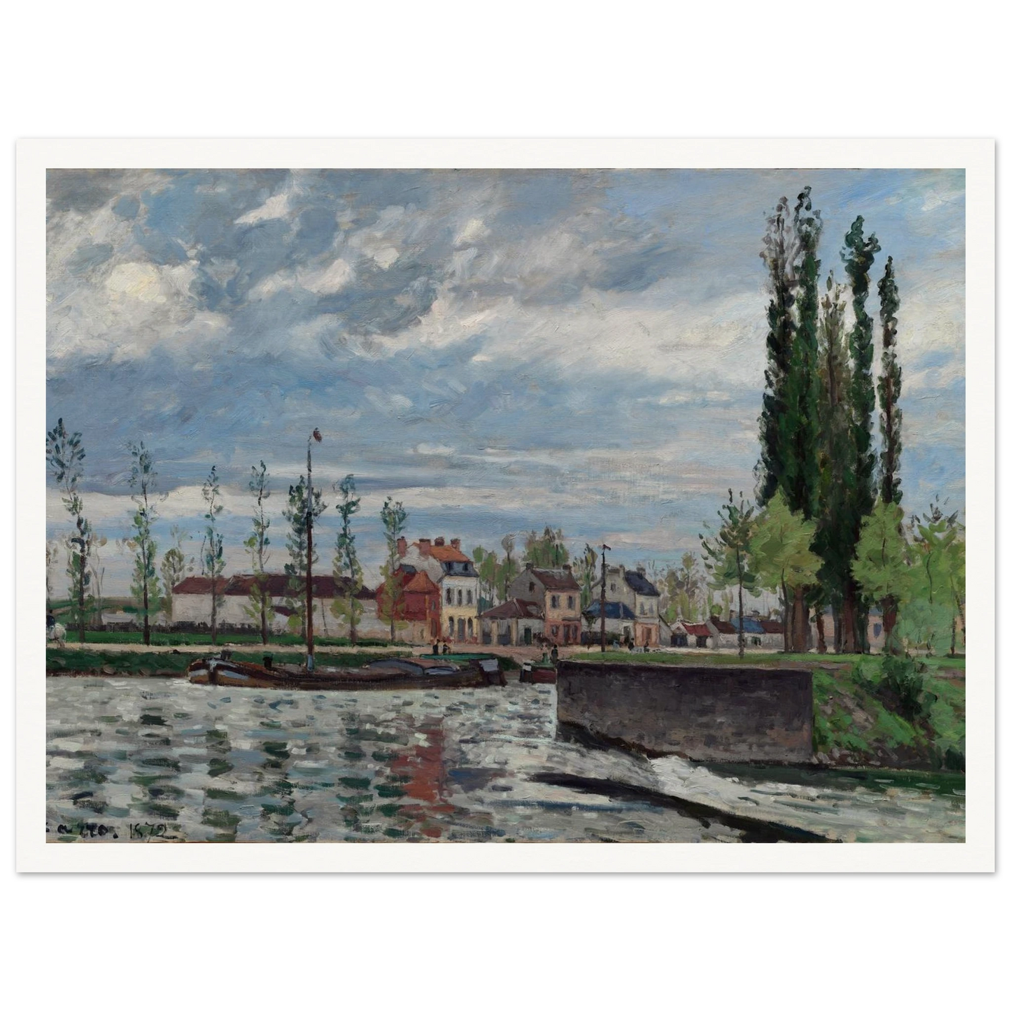 The Lock at Pontoise (1872) Art Print | Camille Pissarro-Quipham Collections