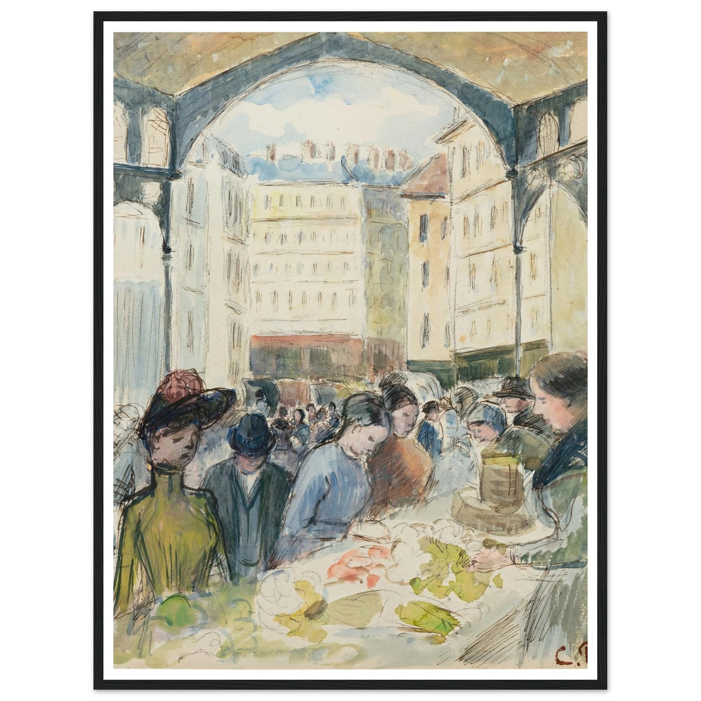 Les Halles centrales; le marché aux légumes Art Print | Camille Pissarro-Quipham Collections