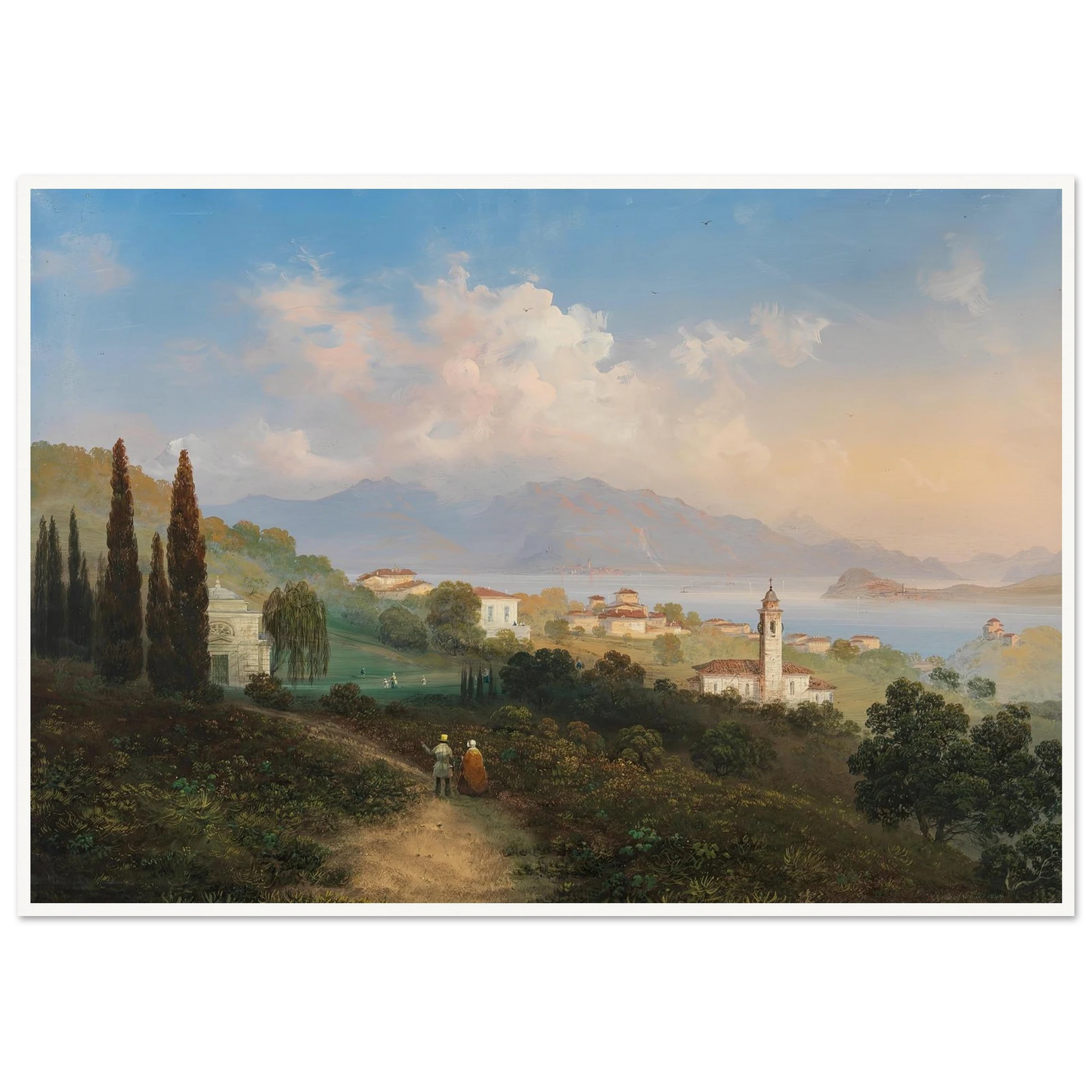 A View of Lake Como and Menaggio, with Punta di Bellagio on the Right (1847) Art Print | Carlo Bossoli-Quipham Collections