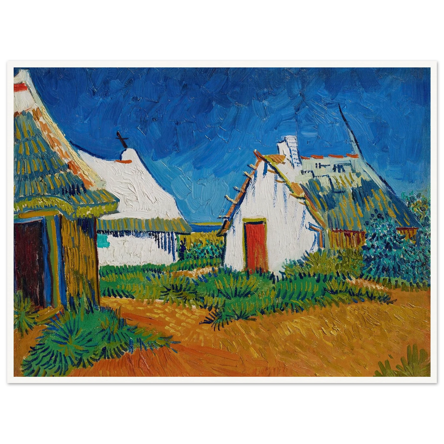 Three white cottages in Saintes-Maries (1888) Art Print | Vincent van Gogh-Quipham Collections