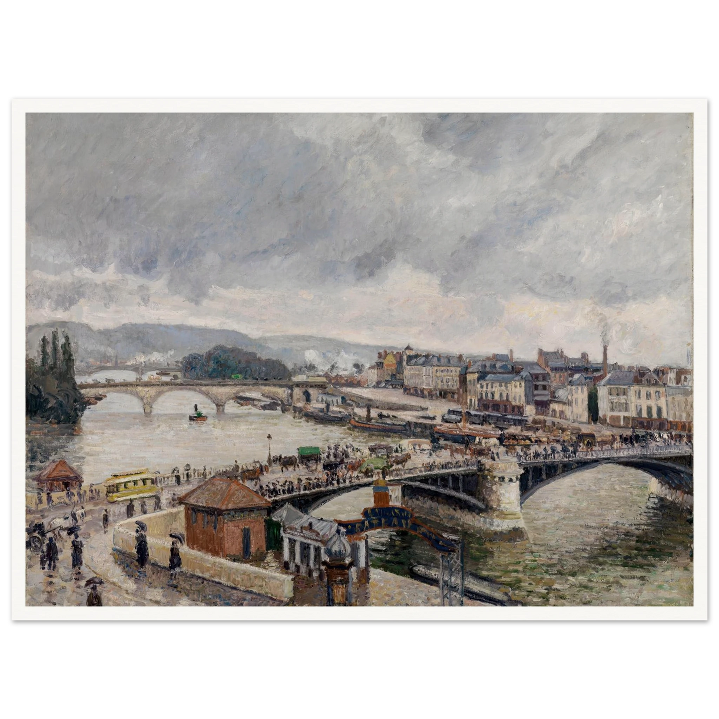 Blick auf die Grosse Brücke zu Rouen bei Regenstimmung (1896) Art Print | Camille Pissarro-Quipham Collections