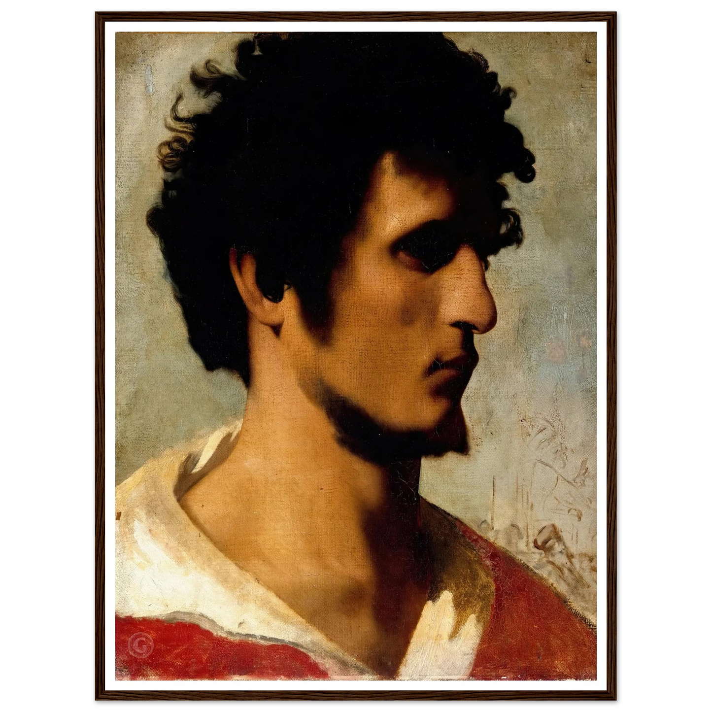 Head of a Peasant from the Roman Countryside (1844) Art Print | Jean Leon Gerome-Quipham Collections