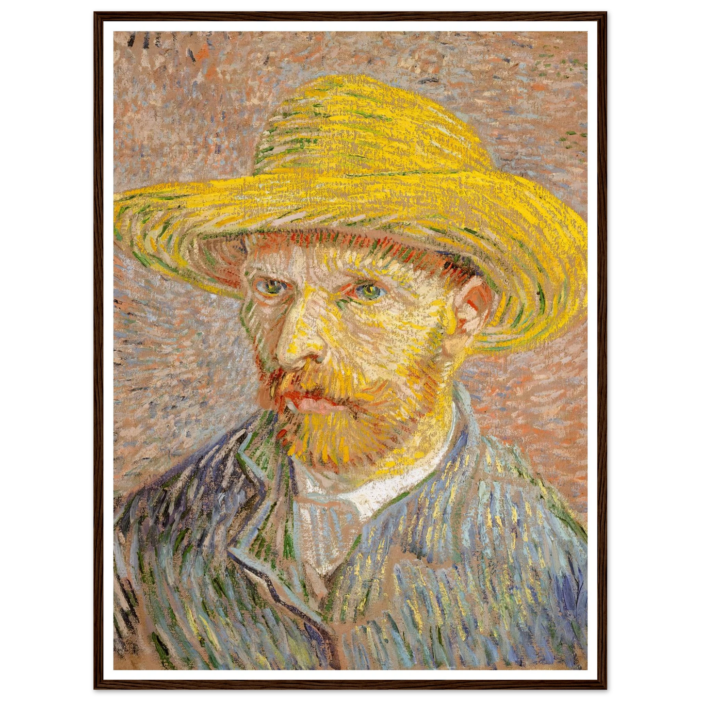 Self-Portrait with a Straw Hat (1887) Art Print | Vincent van Gogh-Quipham Collections