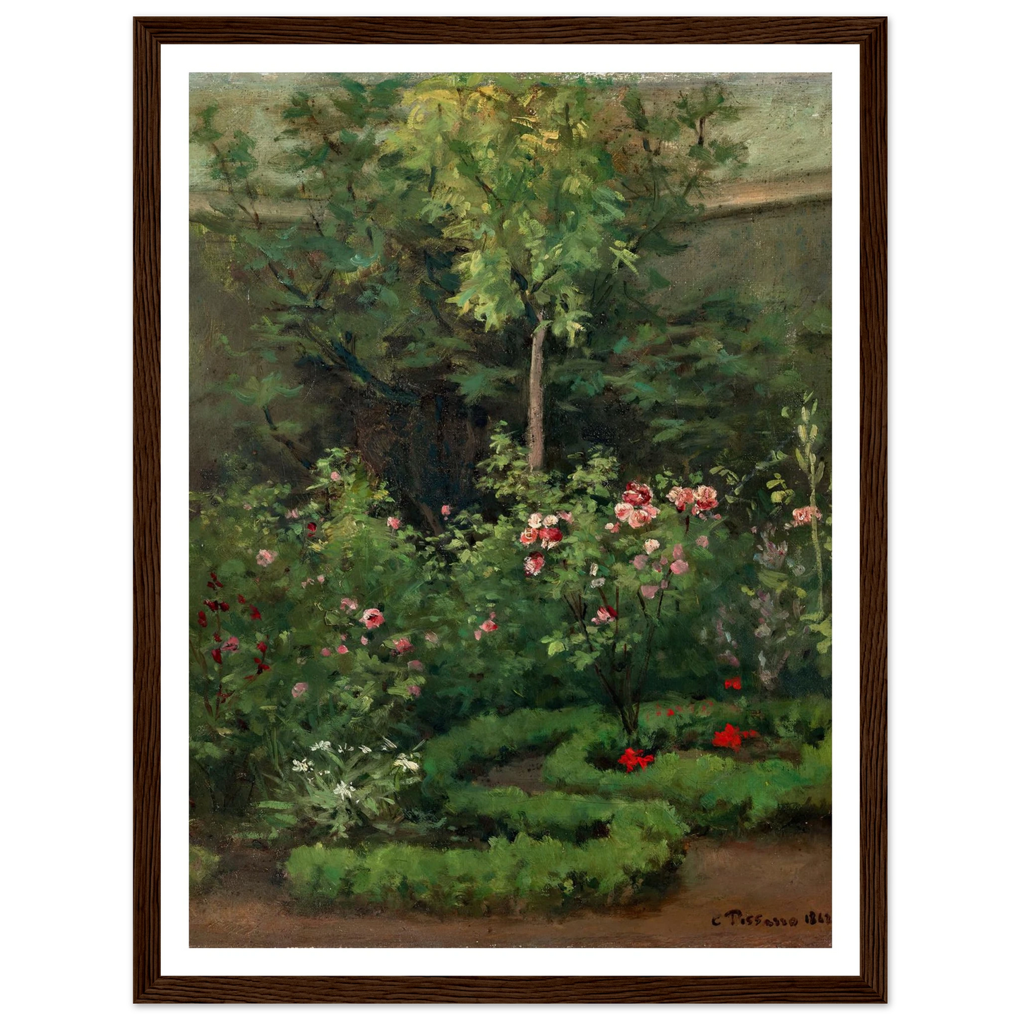 A Rose Garden (1862) Art Print | Camille Pissarro-Quipham Collections