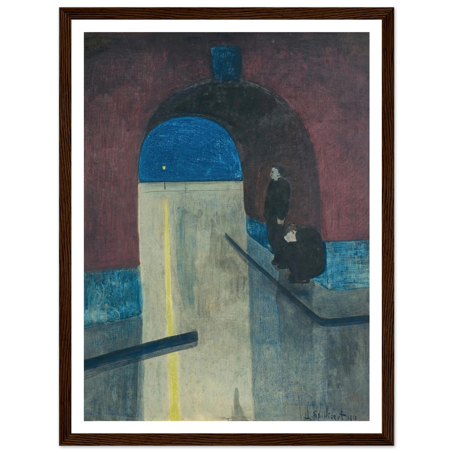 Un homme et une femme s’abritant sous une voute des Drie Gapers, Ostende (1910) Art Print | Leon Spilliaert-Quipham Collections