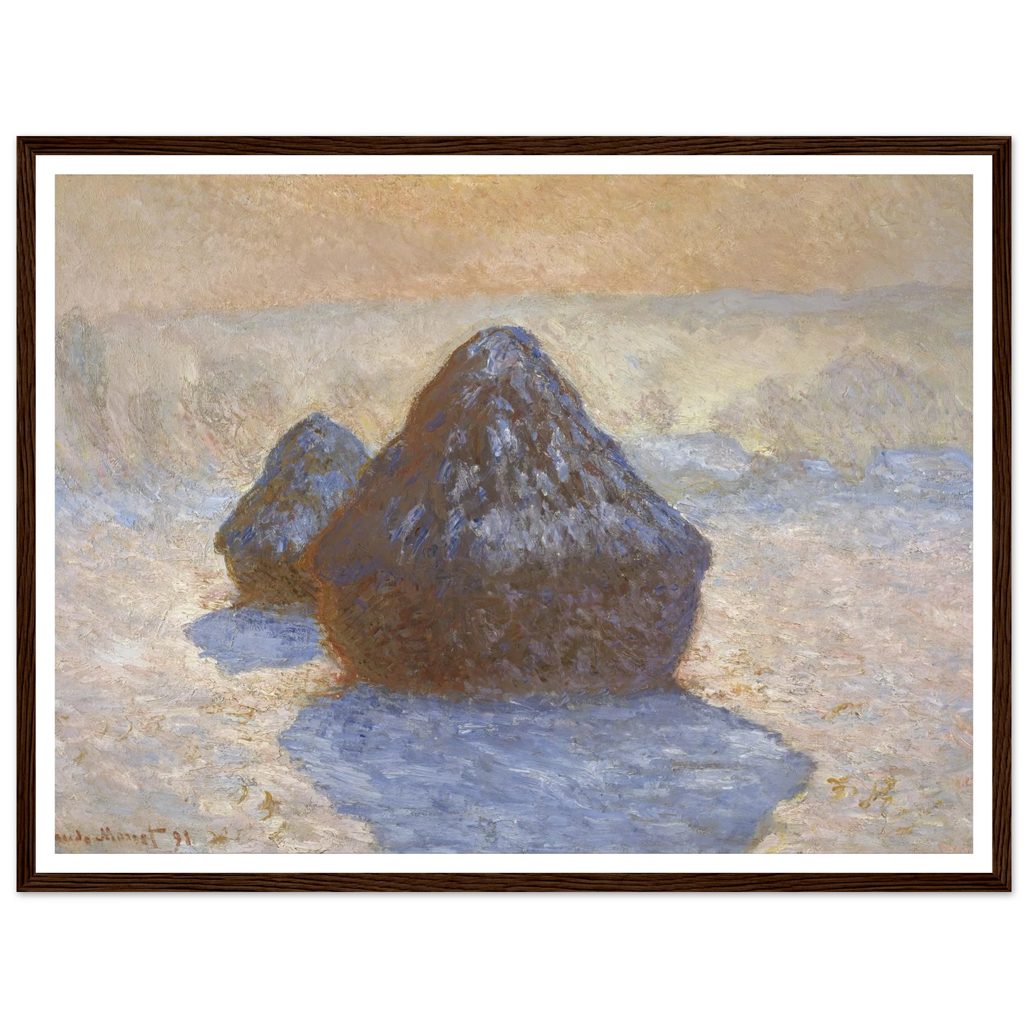 Haystacks- Snow Effect (1891) Art Print | Claude Monet-Quipham Collections