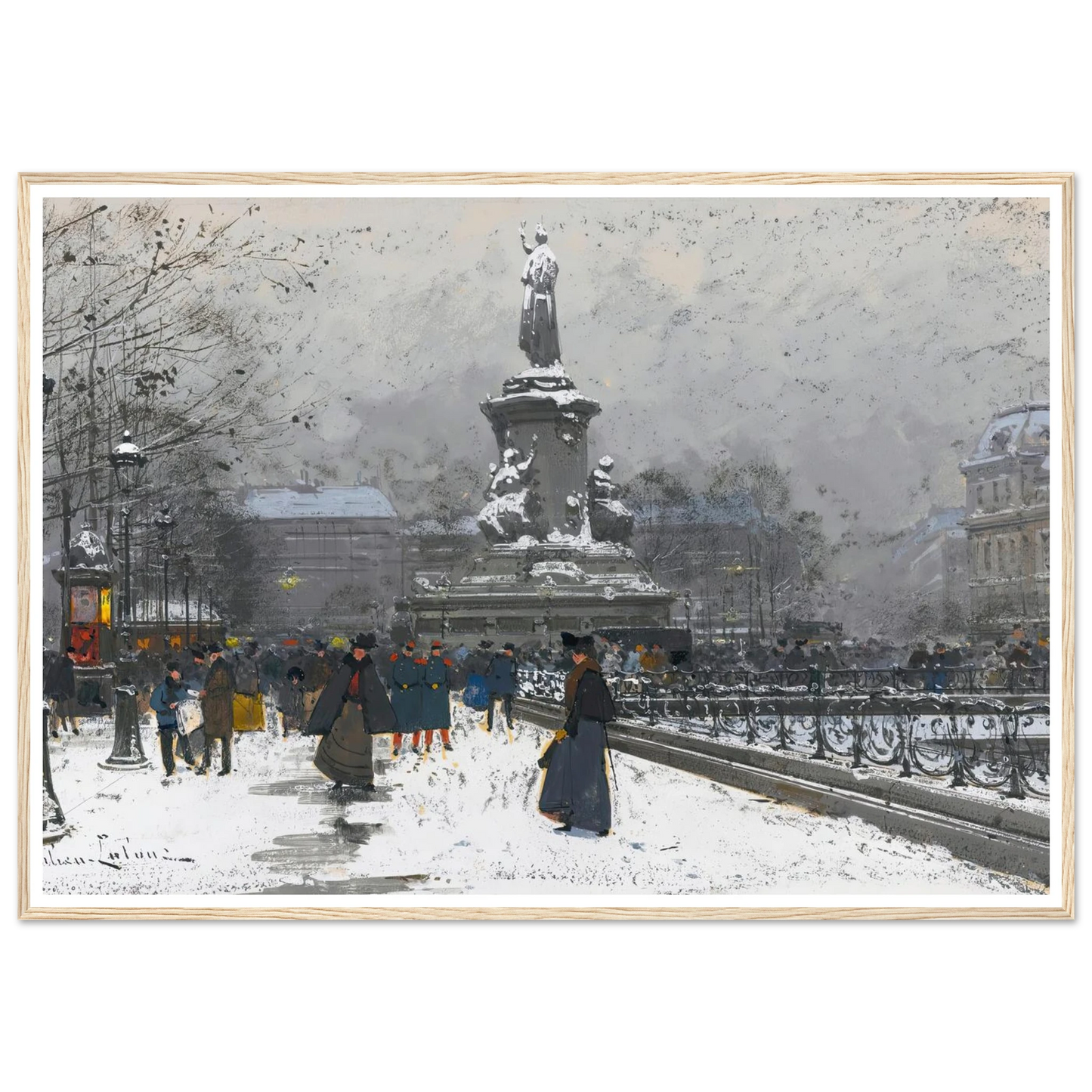 La Place De La République (Neige) Art Print | Eugene Galien Laloue-Quipham Collections