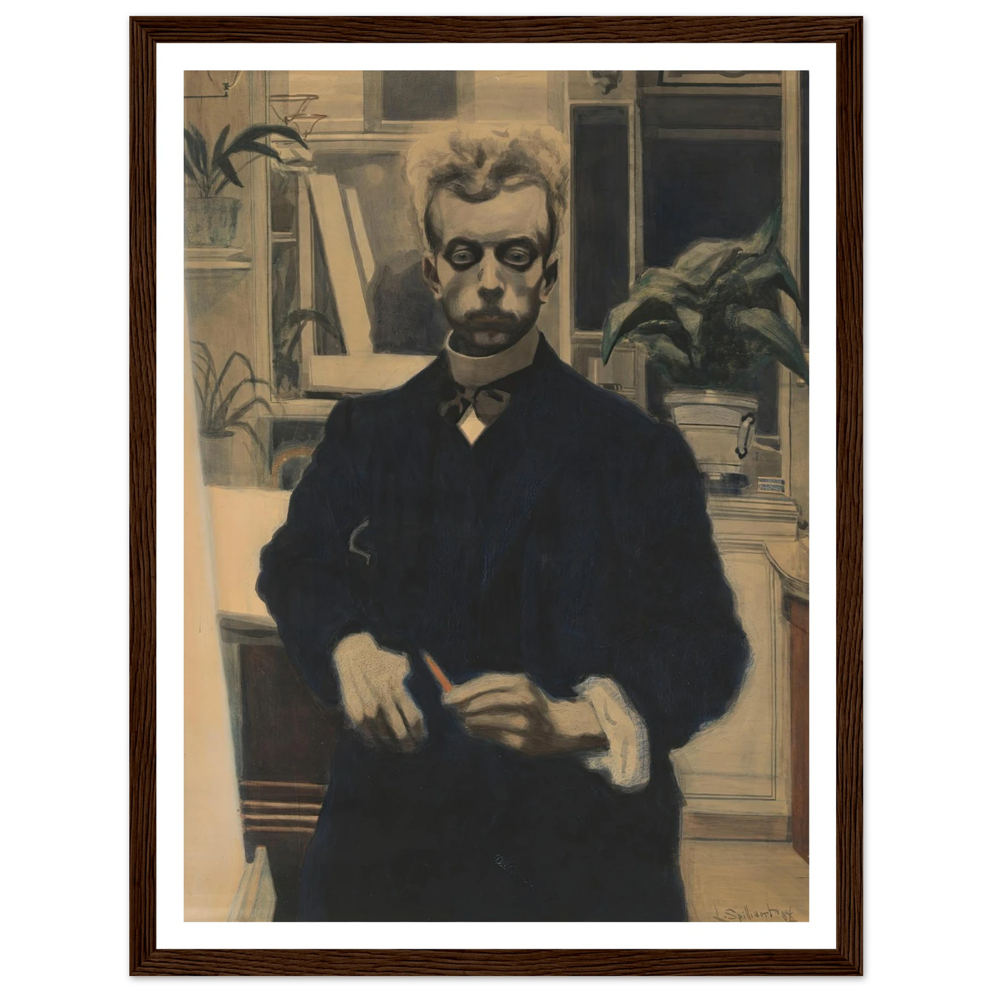 Zelfportret met rood potlood (1908) Art Print | Leon Spilliaert-Quipham Collections