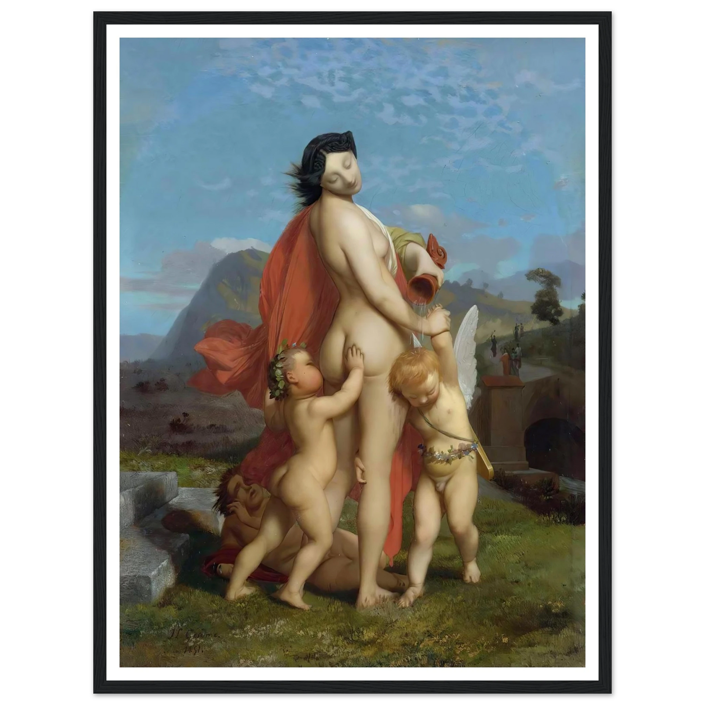 A Young Nymph Teased By Putti (1851) Art Print | Jean Leon Gerome-Quipham Collections