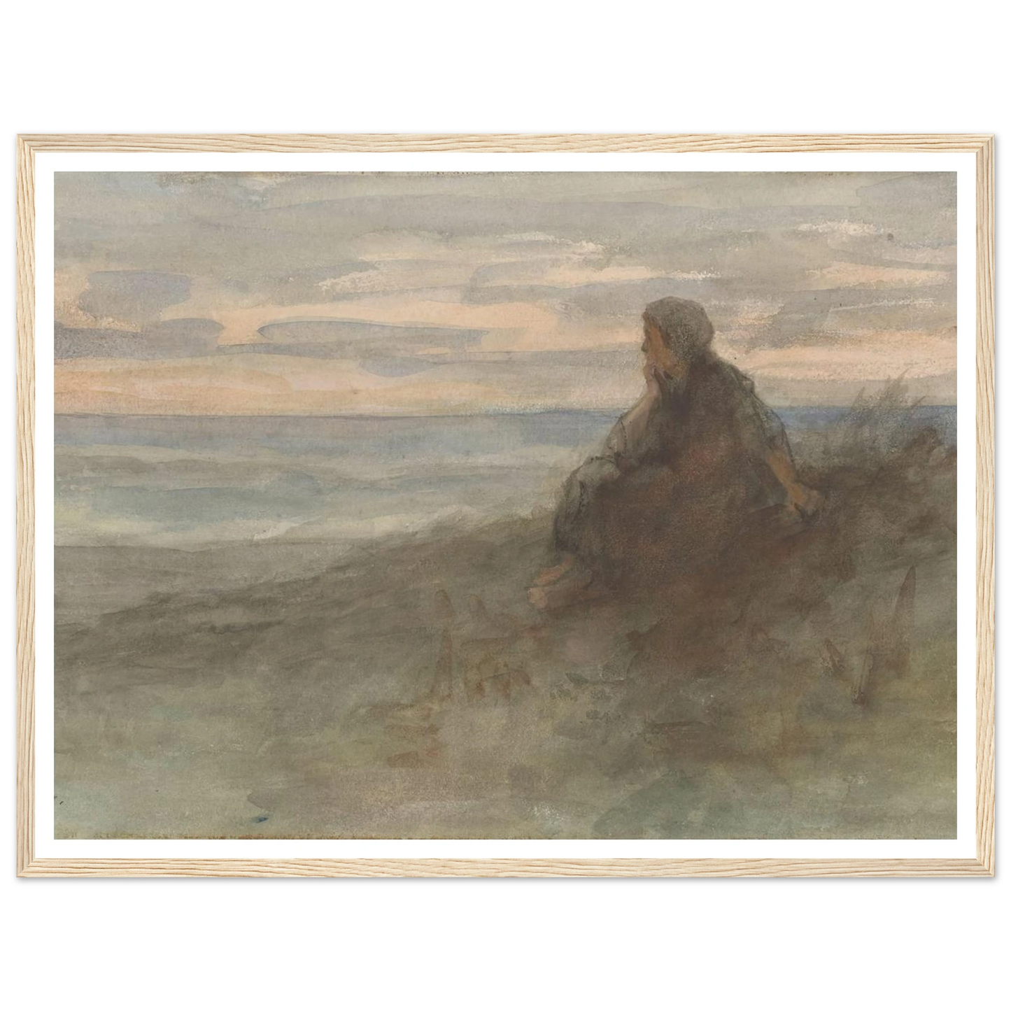Zittende vrouw op een duin bij zee (c. 1834 - c. 1911) Art Print | Jozef Israels-Quipham Collections