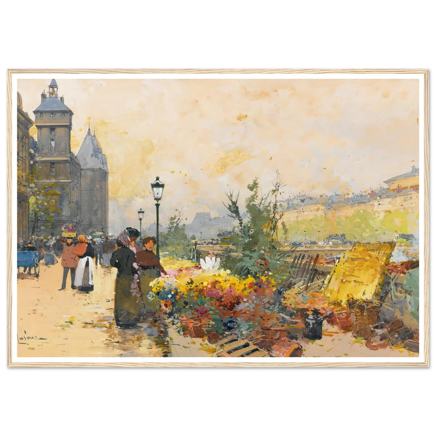 Le Marché Des Fleurs À La Cité Art Print | Eugene Galien Laloue-Quipham Collections