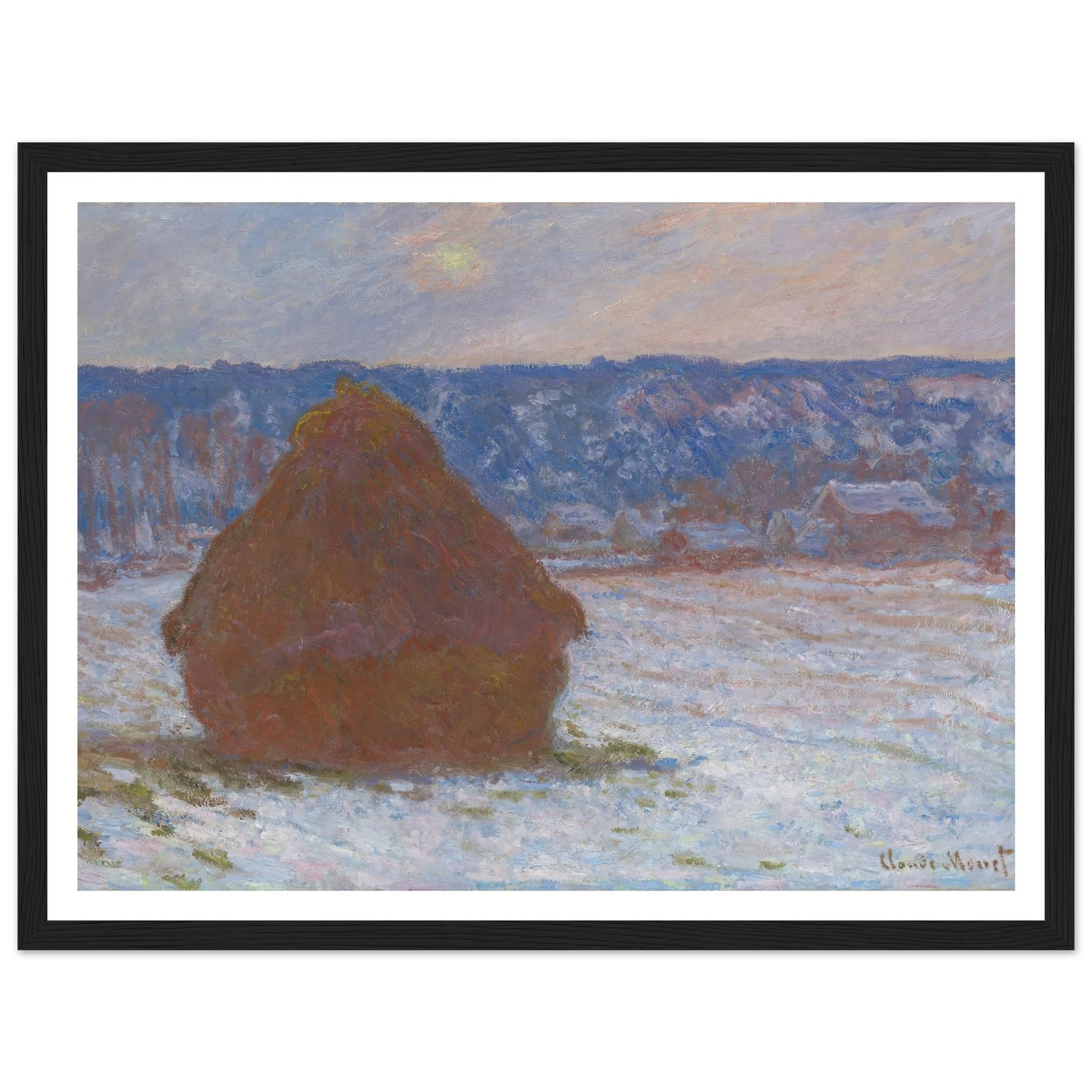 Stack of Wheat (Snow Effect, Overcast Day) (1890-91) Art Print | Claude Monet-Quipham Collections
