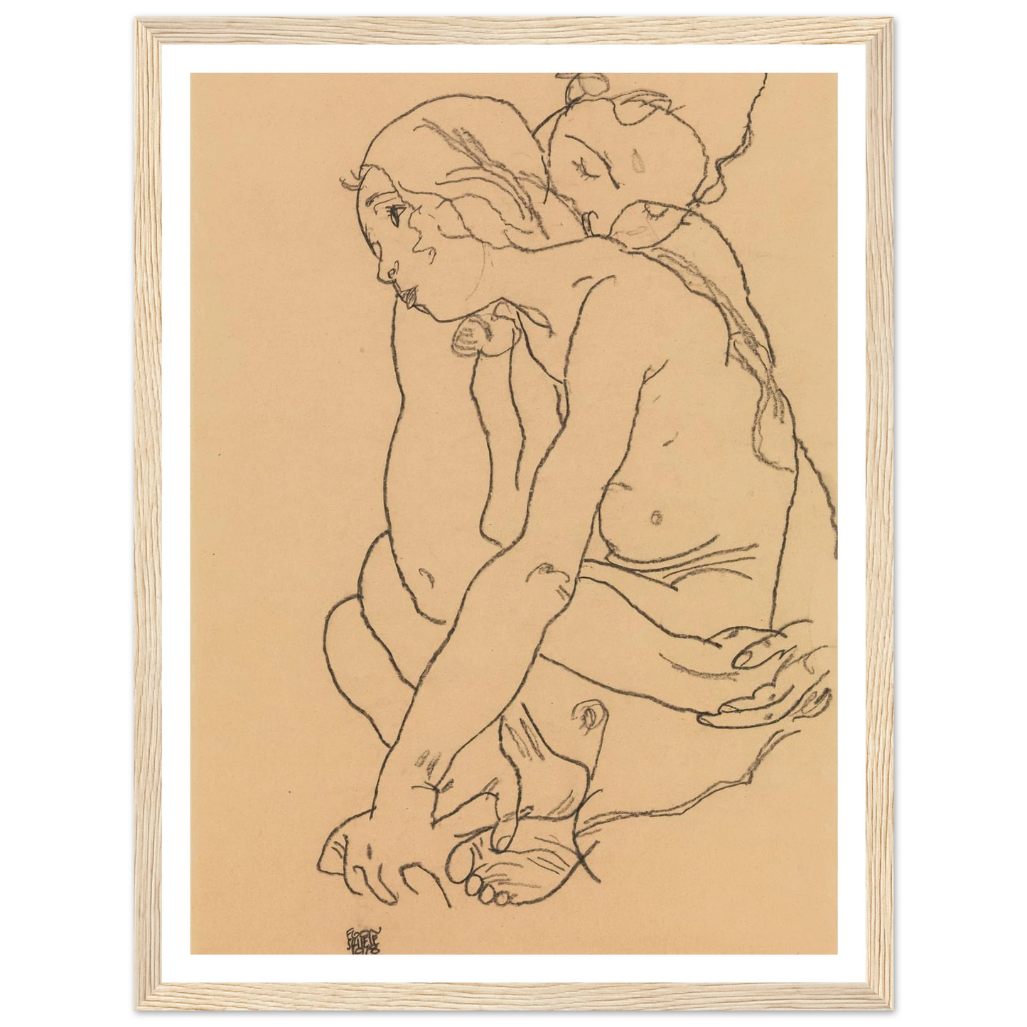 Woman and Girl Embracing (1918) Art Print | Egon Schiele-Quipham Collections