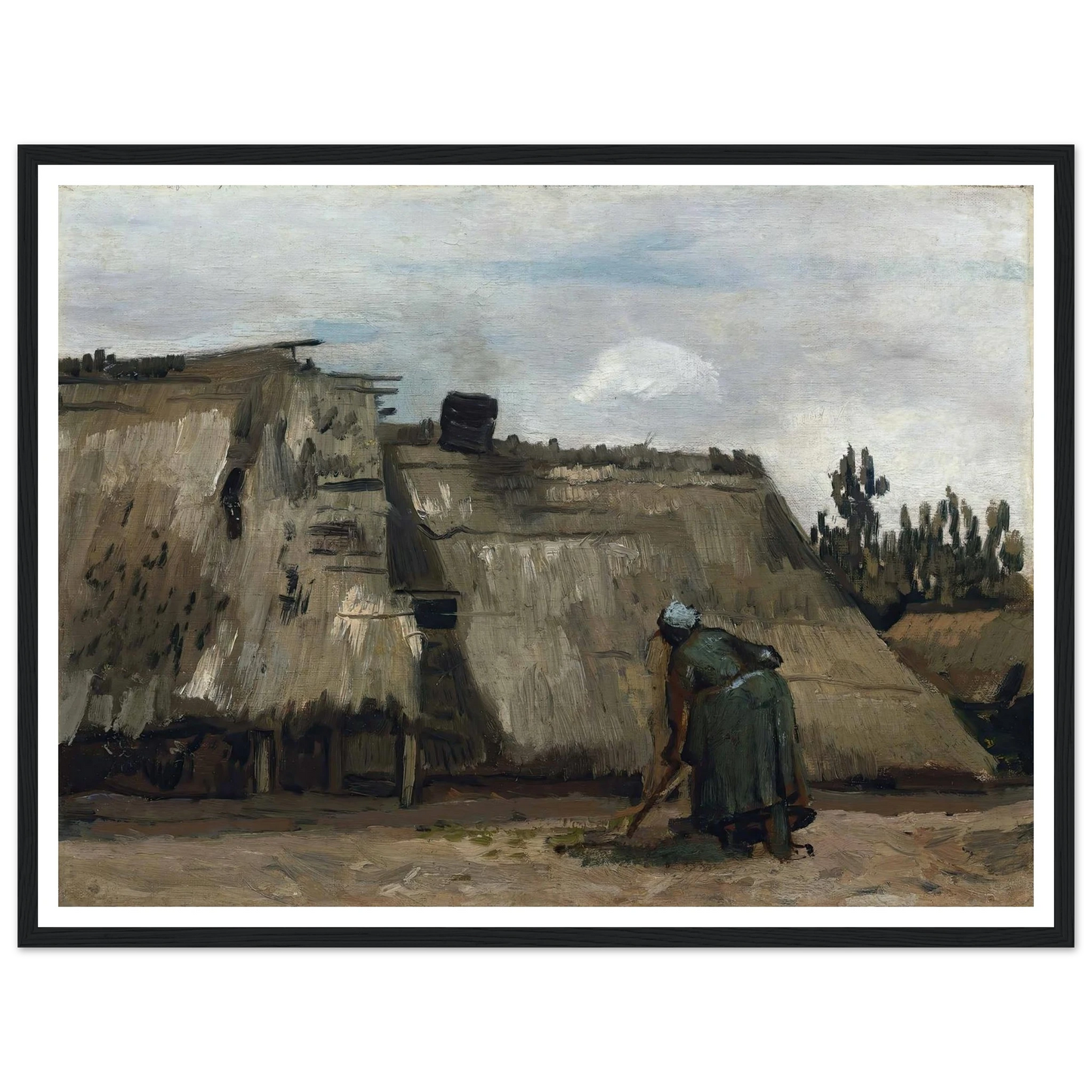 A Peasant Woman Digging in Front of Her Cottage (c. 1885) Art Print | Vincent van Gogh-Quipham Collections