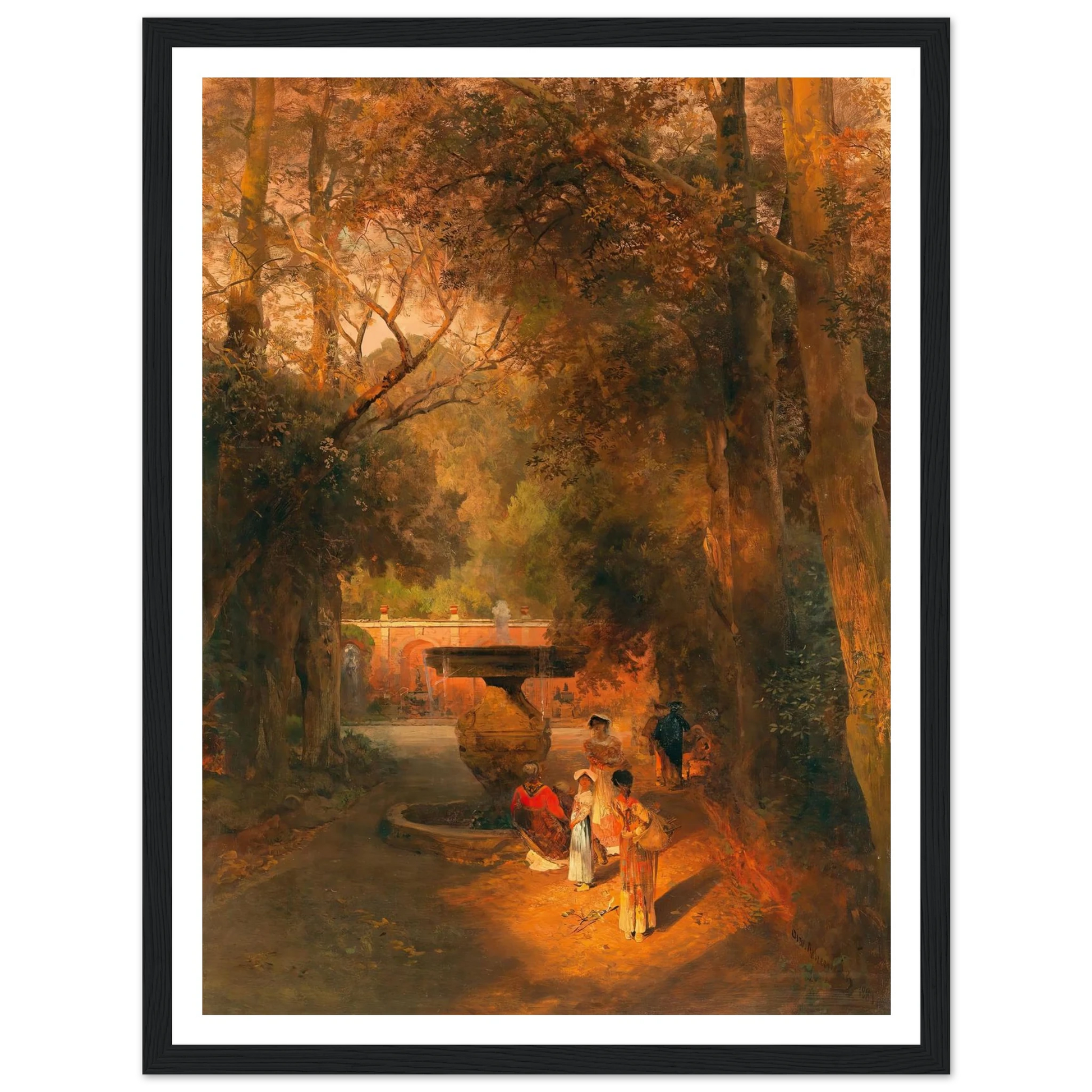 In the park by the fountain of Villa Torlonia in Frascati, near Rome Art Print | Oswald Achenbach-Quipham Collections
