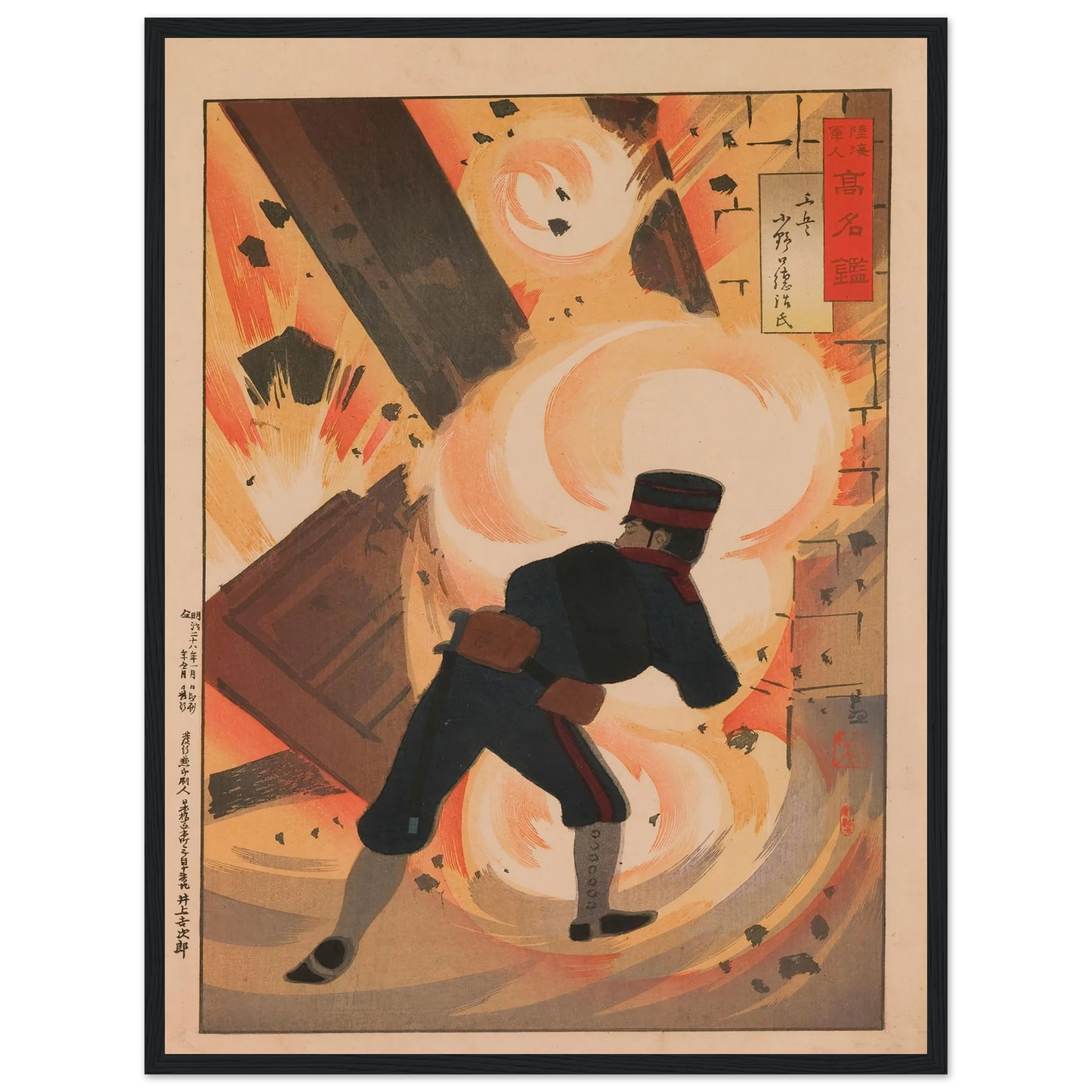Engineer Lieutenant Onoguchi Tokuji, from the Series ‘Mirror of Famous Army and Navy Men’ (1895) Art Print | Kobayashi Kiyochika-Quipham Collections